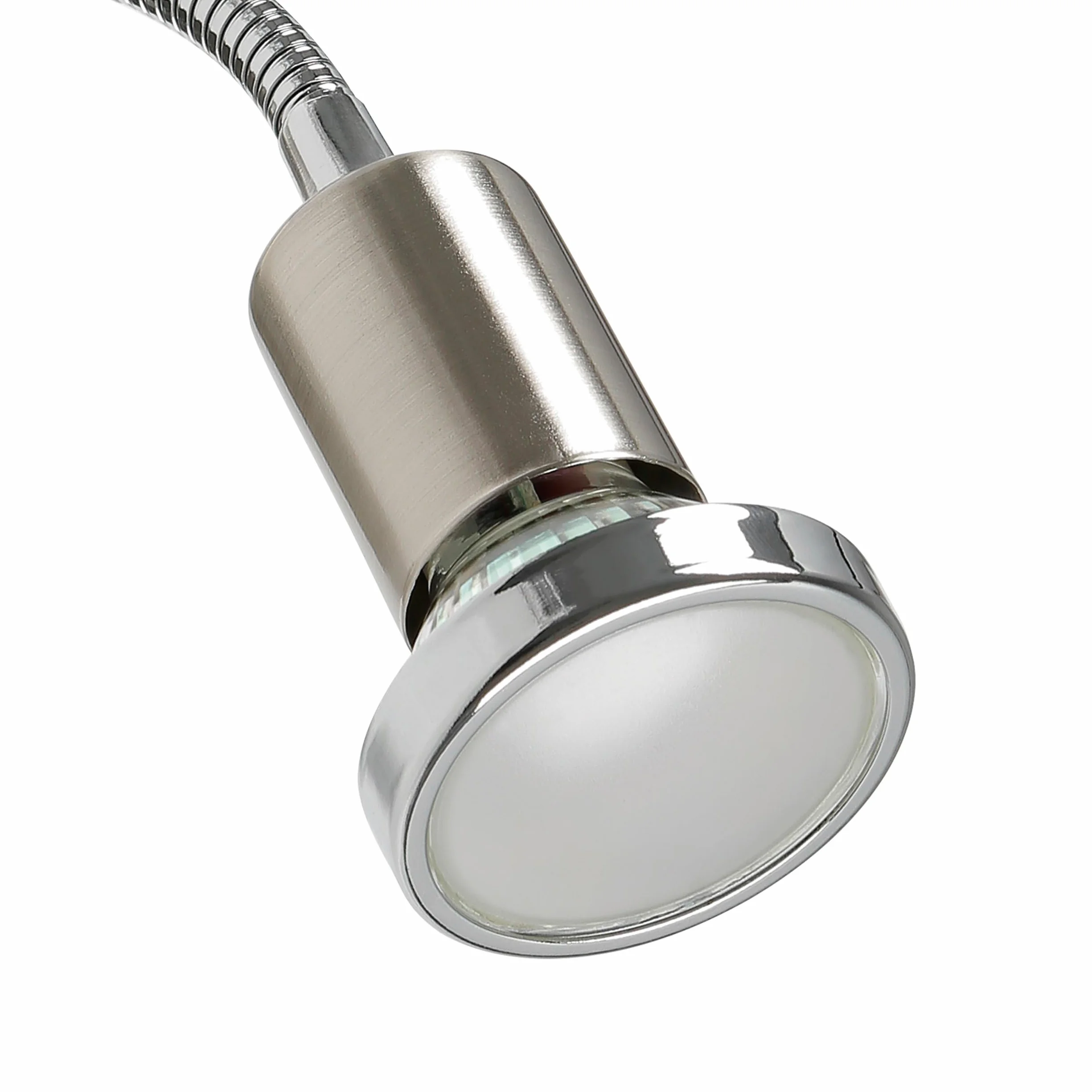Eglo Faretto Mini 4, Lampada da Presa a Uno Punto Luce in Acciaio, Nichel Opaco, Cromo, Presa GU10, Interruttore e Braccio Flessibile Inclusi