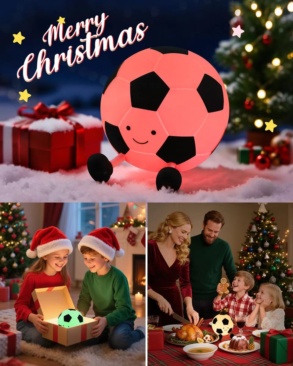 YISUN Luce Notturna Bambini Pallone da Calcio,Lampada da Notte per Neonati​ 7 Colori 3 Modalità di Luce,Controllo Touch,Lampada Carina in Silicone