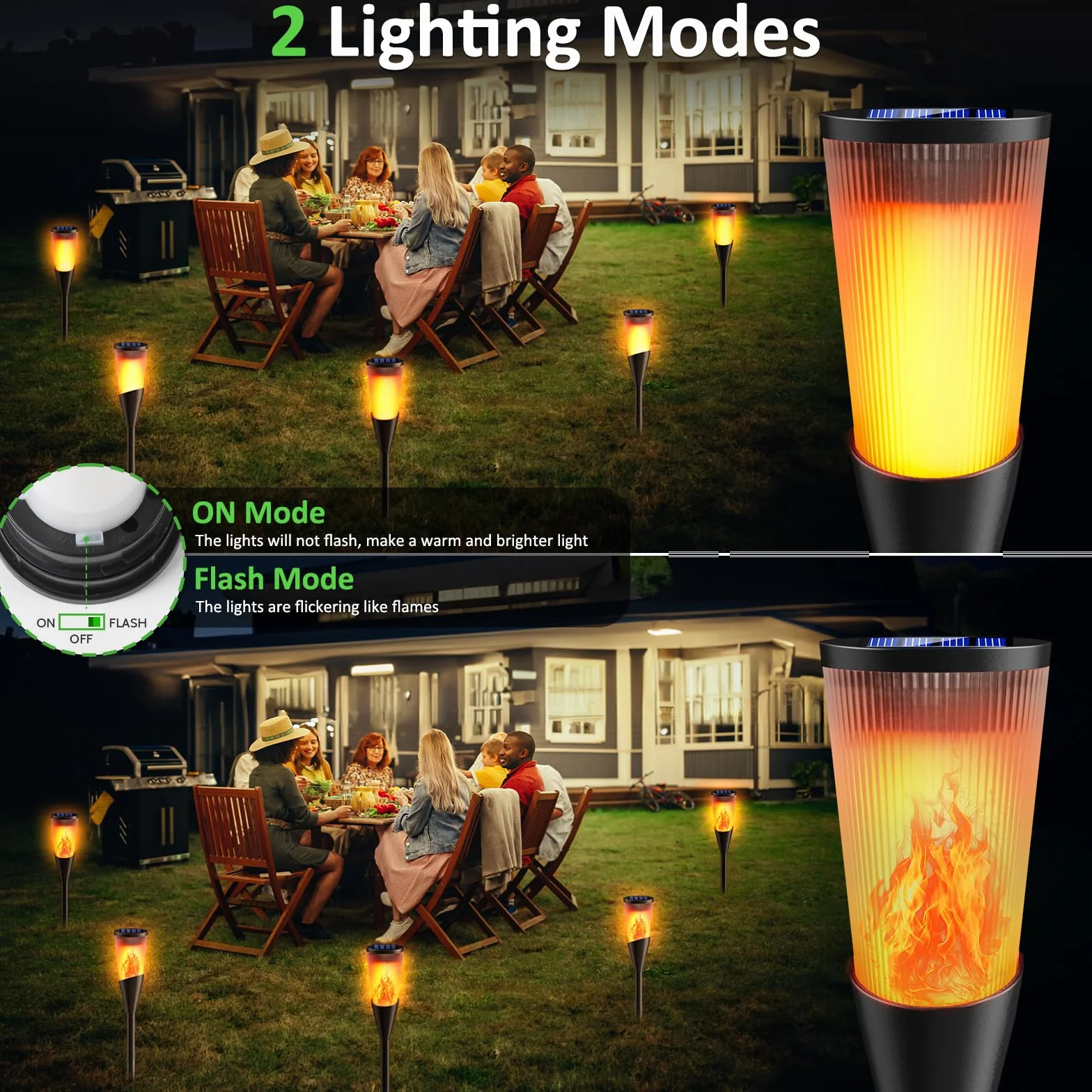 FIFlying Lampade Solari da Giardino, 6 Pezzi 12 LED Fiamma Luci Solari Esterno IP65 Impermeabile, 2 Modalità Solare Torcia Luce con Effetto Fiamma per Giardino, Cortile, Vialetto, Prato, Patio