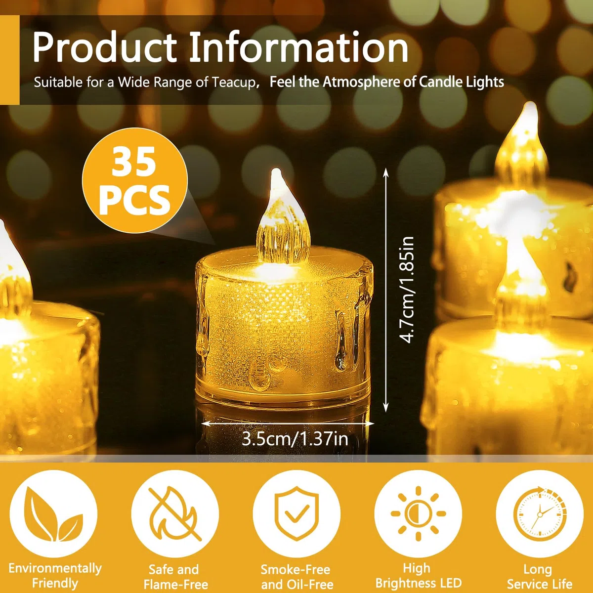 Candele a LED,35 pezzi Senza Fiamma,candele led con Batterie,Candele Elettriche luci tealight luci a LED realistiche per Matrimoni,vacanze,feste,Natale,Decorazioni Giardino(luce giallo calda)