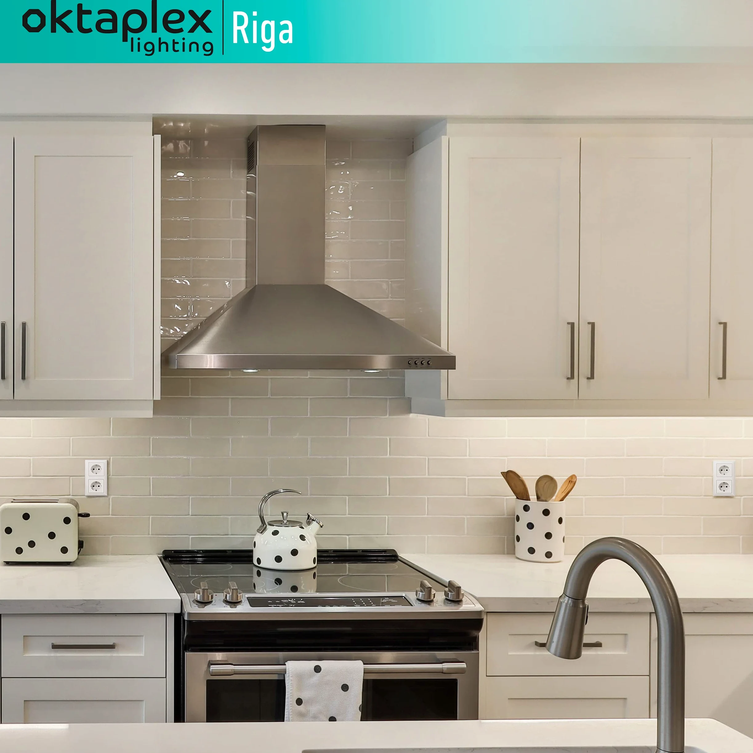 Oktaplex Riga LED sottopensile cucina 84cm bianco neutro 4000K striscia luminosa estensibile sottopensile 1270 lumen 12,7W con interruttore