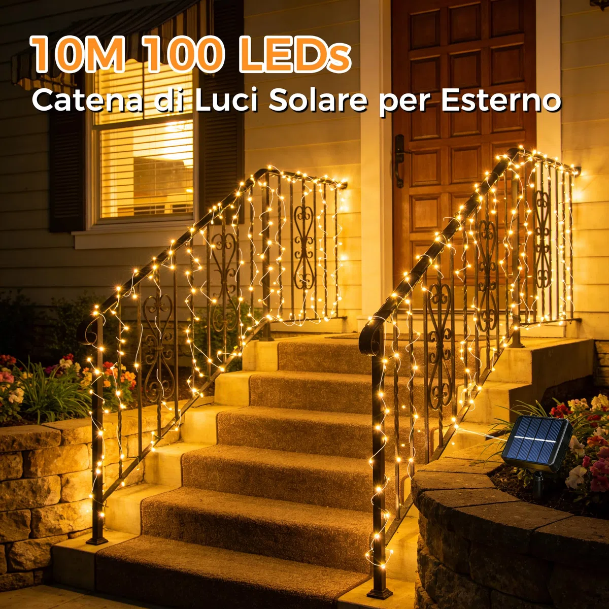 HeiPard Catena Luminosa Esterno Solare 2 Pezzi, 2 x 10M 100 LED Luci Solari da Giardino Impermeabili IP65, Lucine da Esterno Per Balcone, Terrazzo, Gazebo, Natale, Matrimonio (Luce Calda)
