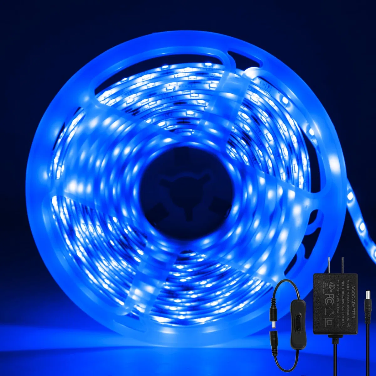 Striscia LED 5 Metri 12V Blu, Luci LED Striscia Luminoso IP65 Impermeabile 300LEDs Strisce LED Flessibili per Interno Esterno Cucina Hotel Natale Decorazione (con Alimentatore)