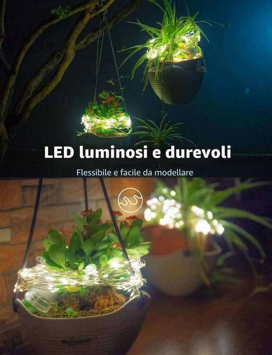 Joycome Fascio di Luce 2m 200 LED Luci a Cascata, 8 modalità di Illuminazione Catena Luminosa, Impermeabili Luci Decorative Stringa con Telecomando per Natale Festa Matrimonio ((Bianco Freddo)