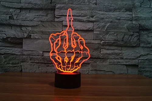 Night Wolf Dito Medio Gesto Divertente Casa Arredamento Lampada Da Notte 3D Interruttore LED Scrivania Leggero