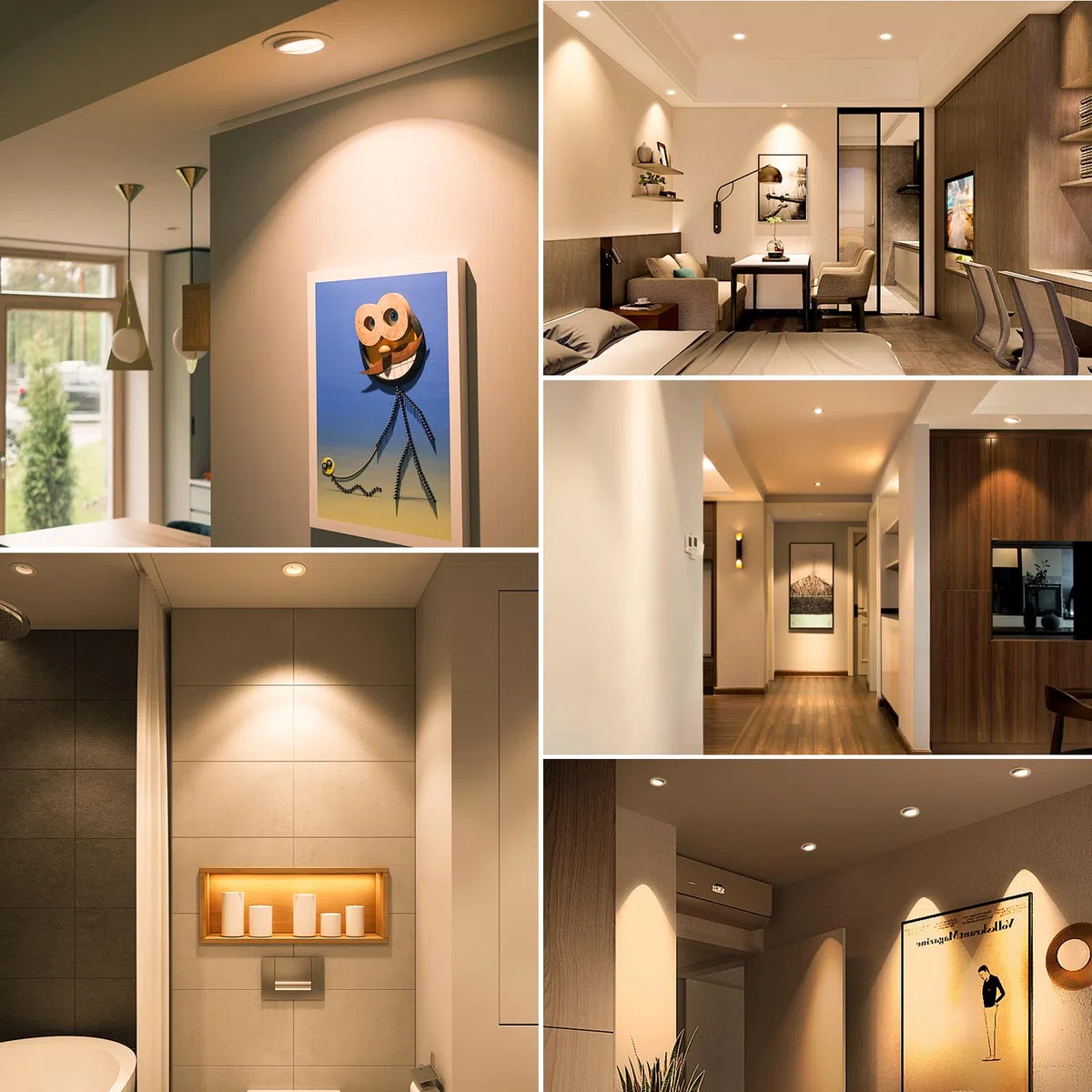 Set di 6 Faretti LED da Incasso per Cartongesso, Rotondi Bianchi Orientabili a 30° con Portalampada GU10, Compatibili con Lampadine LED e Alogene da 50mm, Cornice Portafaretto per Soffitto