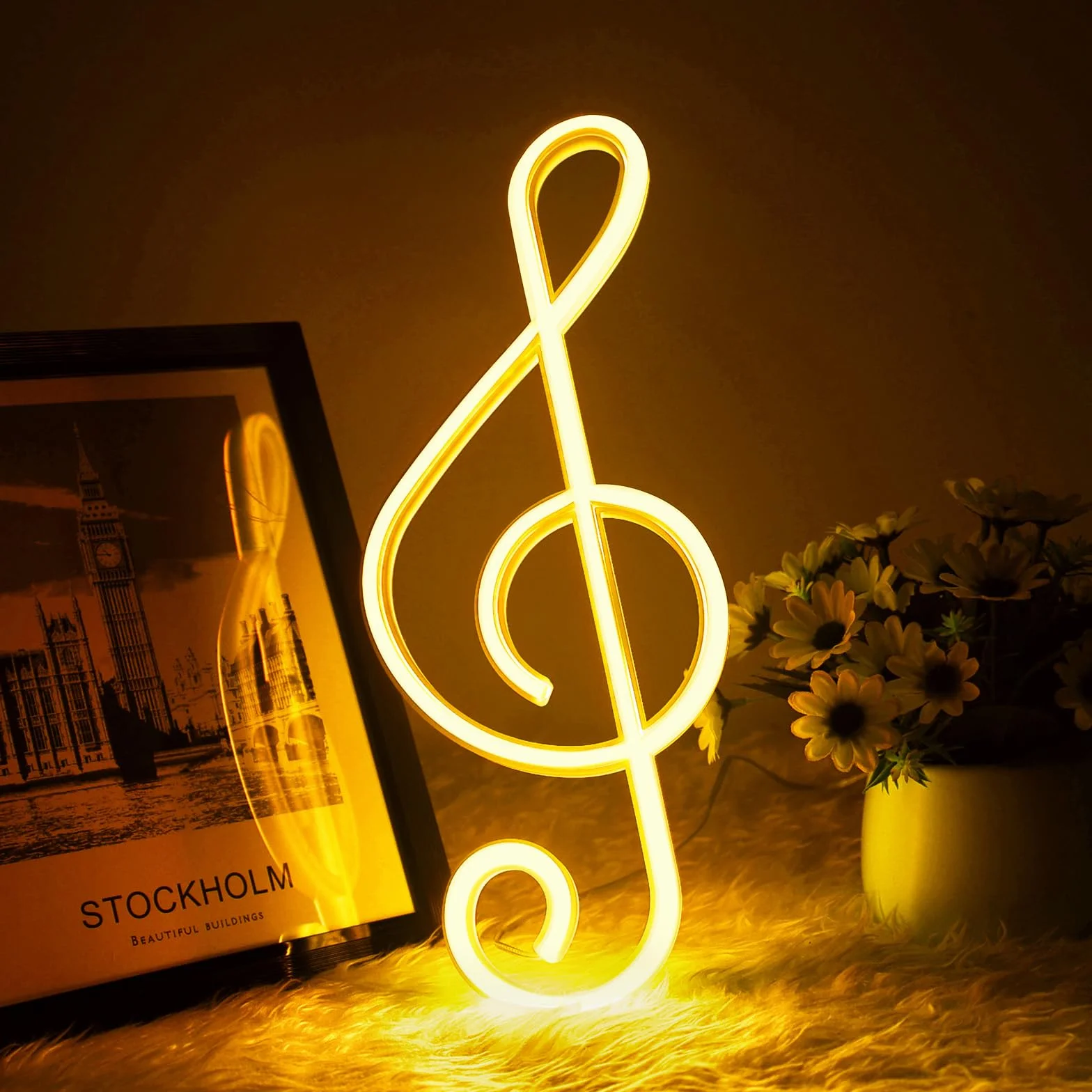 Insegna LED Neon con Nota Musicale - Alimentata a Batteria/USB per Kids Room Party Festive Decor