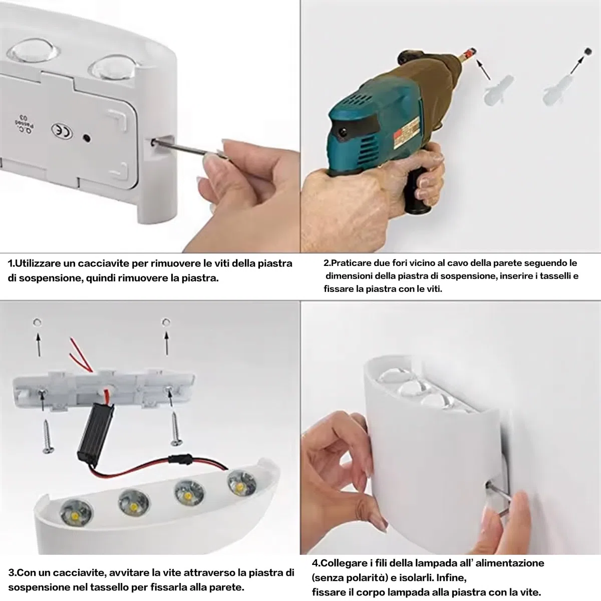 Voltix Applique da Parete LED 6W, Lampada da Parete per Interni ed Esterni, Luce Fredda, Design Moderno in Alluminio, Lampada da Muro Impermeabile, Facile da Installare (Luce Fredda 6000K, Bianco)