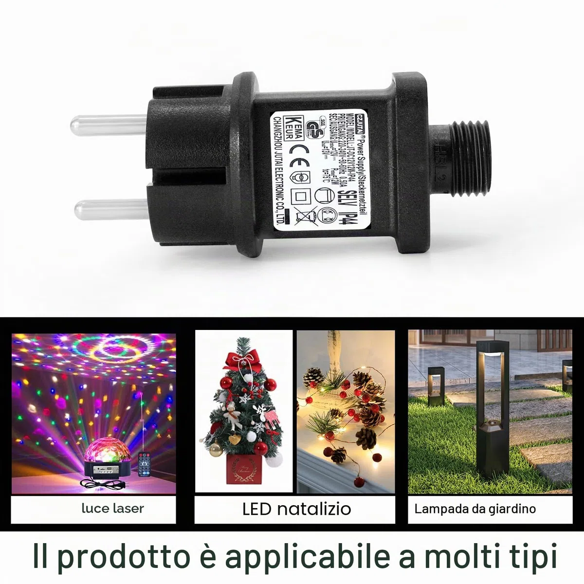 CZJUTAI IP44 - Trasformatore a LED, 12 V, 12 W, alimentazione per illuminazione natalizia con presa europea (presa a vite, costante acceso, DC12 V12 W)