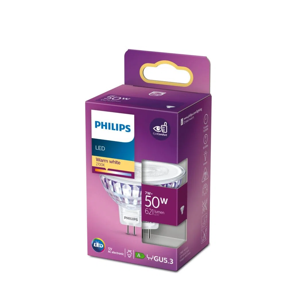 Philips LED, Faretto, 50W, attacco GU5.3, Luce Bianca Calda