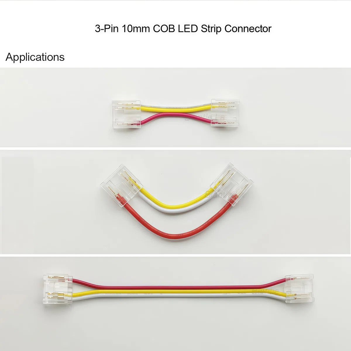 Kit di connettori per striscia LED COB a 3 pin, 10 mm, per giunti da striscia a filo e striscia a striscia su strisce LED CCT COB (confezione da 25)