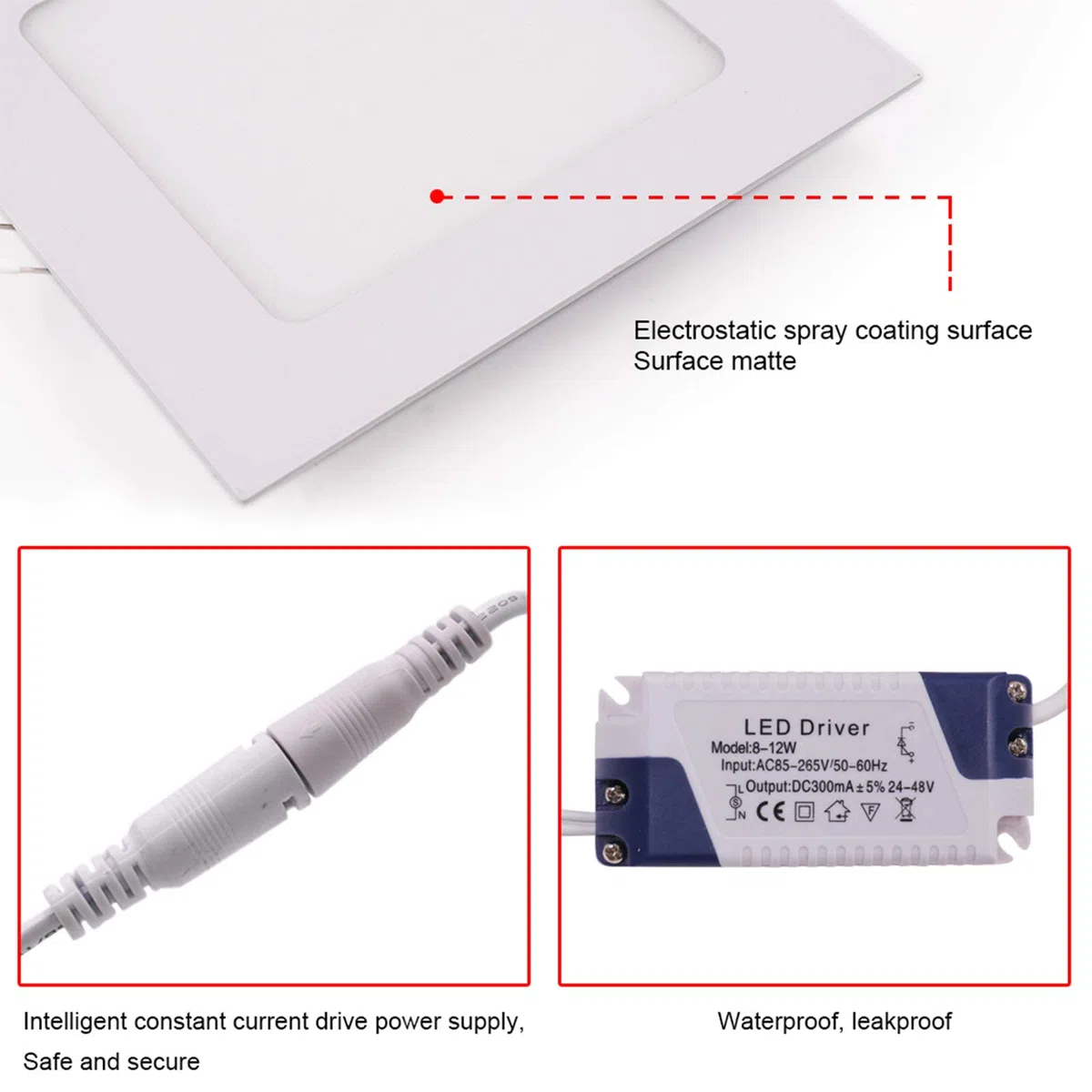 XUNATA - Pannello a LED, quadrato, ultra sottile, AC110-220 V, 18 W, bianco caldo