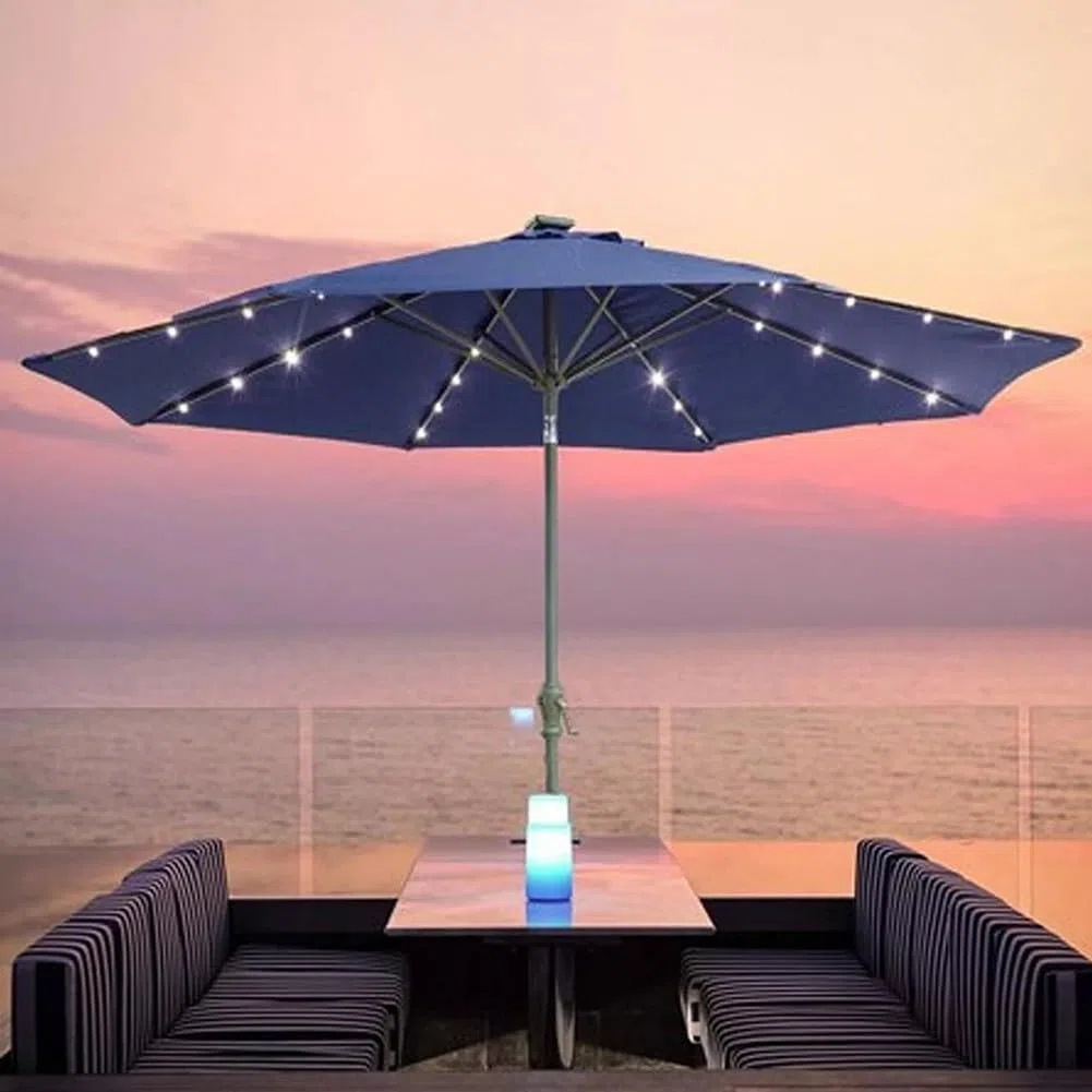 Luci per ombrellone, ad energia solare, impermeabili, per esterni, patio, 8 modalità, 104 LED, per giardino, patio, campeggio, tenda, decorazione per feste (bianco caldo)