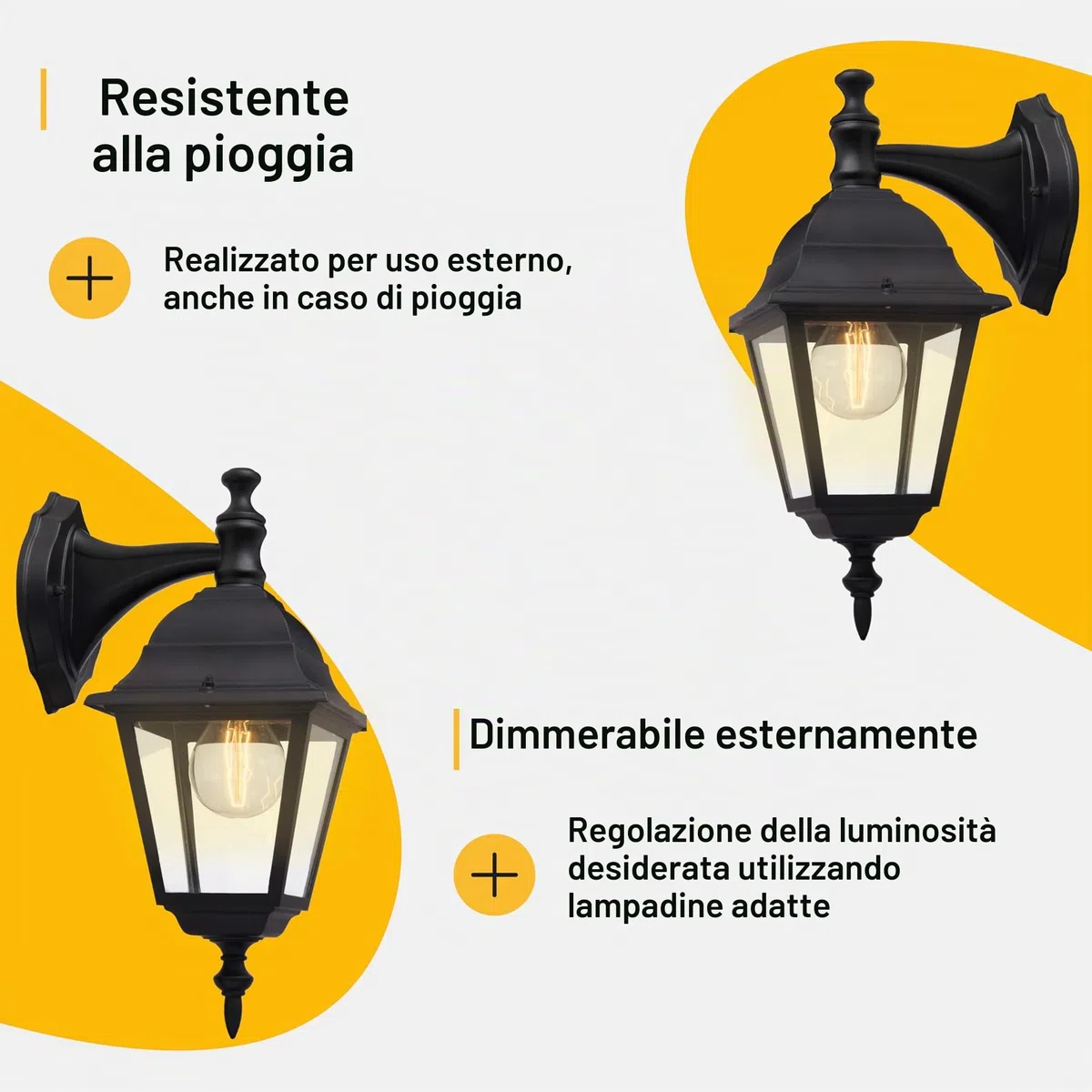 Brilliant 44282/06 Newport - Lampada da esterno in metallo e vetro, E27, 60 W, colore: Nero