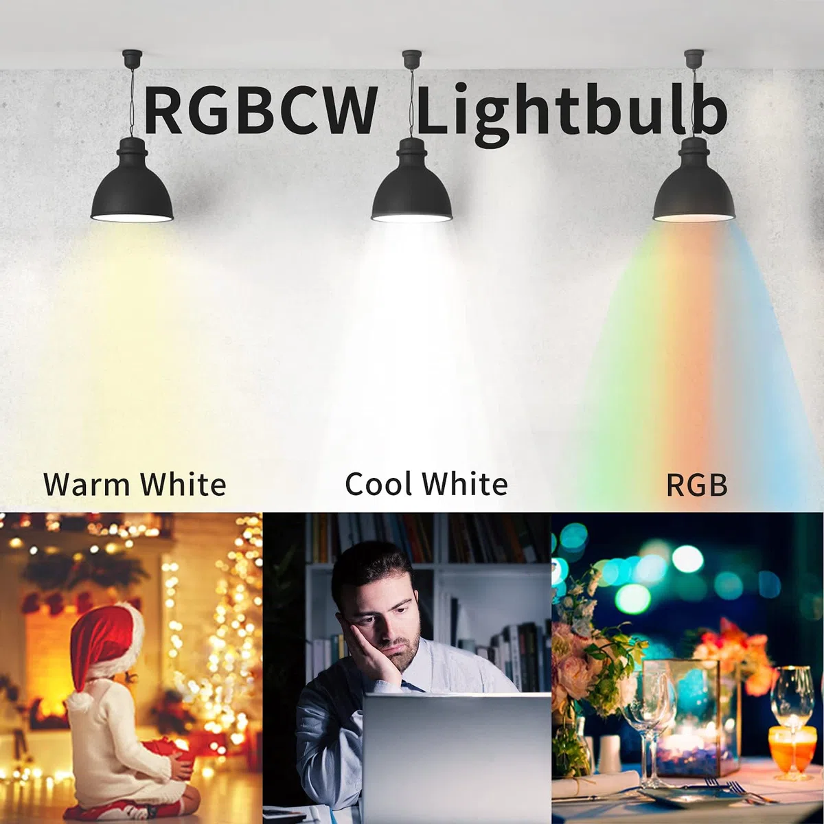 Fitop Lampadine intelligenti Alexa, E14 Wlan LED Lampadina Dimmerabile 4.9W 470Lm, RGB 16 Milioni di Colori, Controllo APP Compatibile con Alexa/Google Home, Controllo Vocale, 2 Pezzi