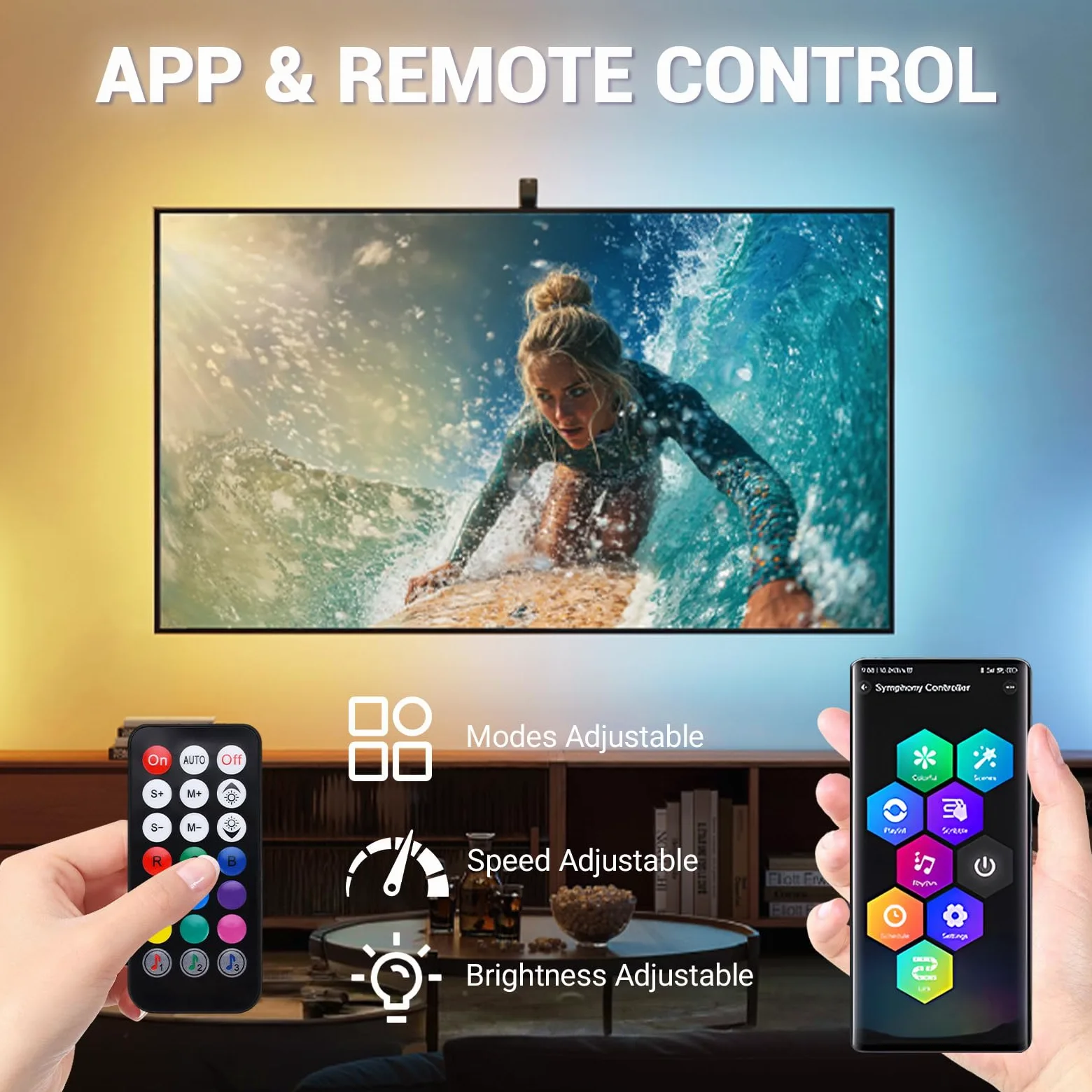 UCAMP Barra LED RGB Intelligente, 2 Pezzi 32cm, Retroilluminazione Gaming per TV e PC con Sincronizzazione Musicale, APP e Telecomando, per Monitor e Scrivania, Include Alimentatore