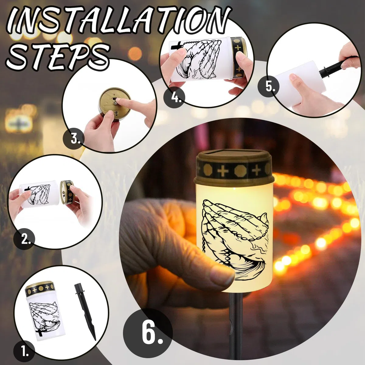 2 Pezzi Lumino Cimitero Solare, Candela LED Cimitero, Luci Votive Cimiteriali Solari, Lumini Cimitero LED Solare, Lampada Tombale Solare, Lampada Votiva con Pannello Solare da Esterno (A)