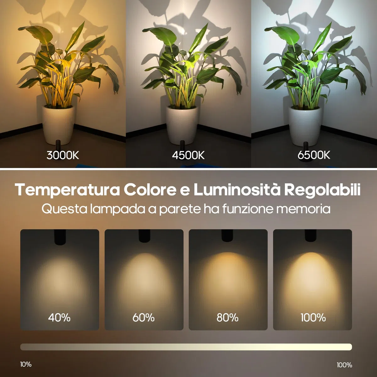 GOODEA Faretto a Batteria Interna 3000mAh,Lampada da Parete Senza Fili Ricaricabile,3 Colori Regolabili, Telecomando con Timer, Nero | Illuminazione per Quadri e Piante