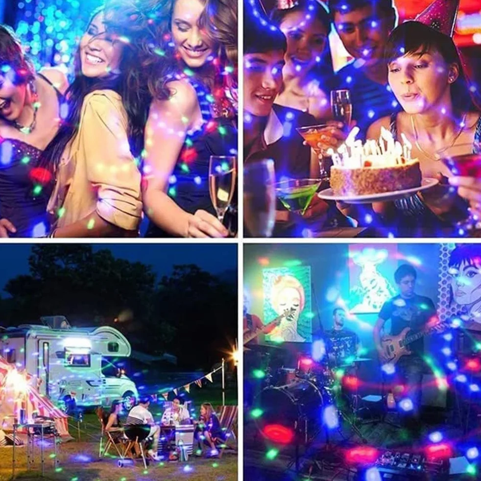 Luce a Sfera Rotante Colorata DJ Crystal RGB Party Light Disco Ball LED Strobe Lamp Lampadina con Presa E27 6W (E.U. Regulations)