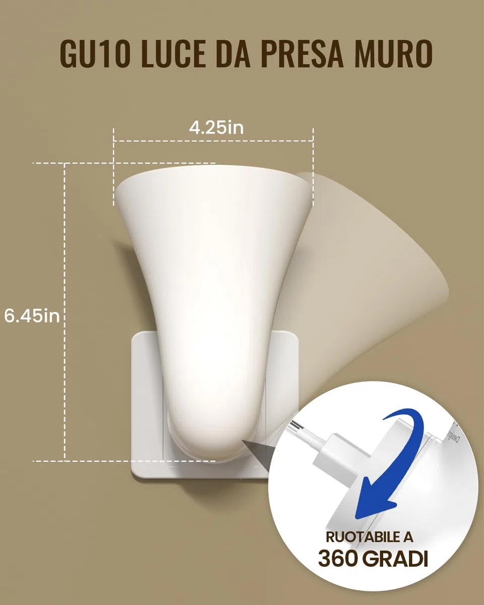 Plug in Wall Light GU10 Faretto Applique Plug in Uplighters Lampade da Parete Interne per Soggiorno Ingresso Camera da letto (Lampadina non Inclusa)