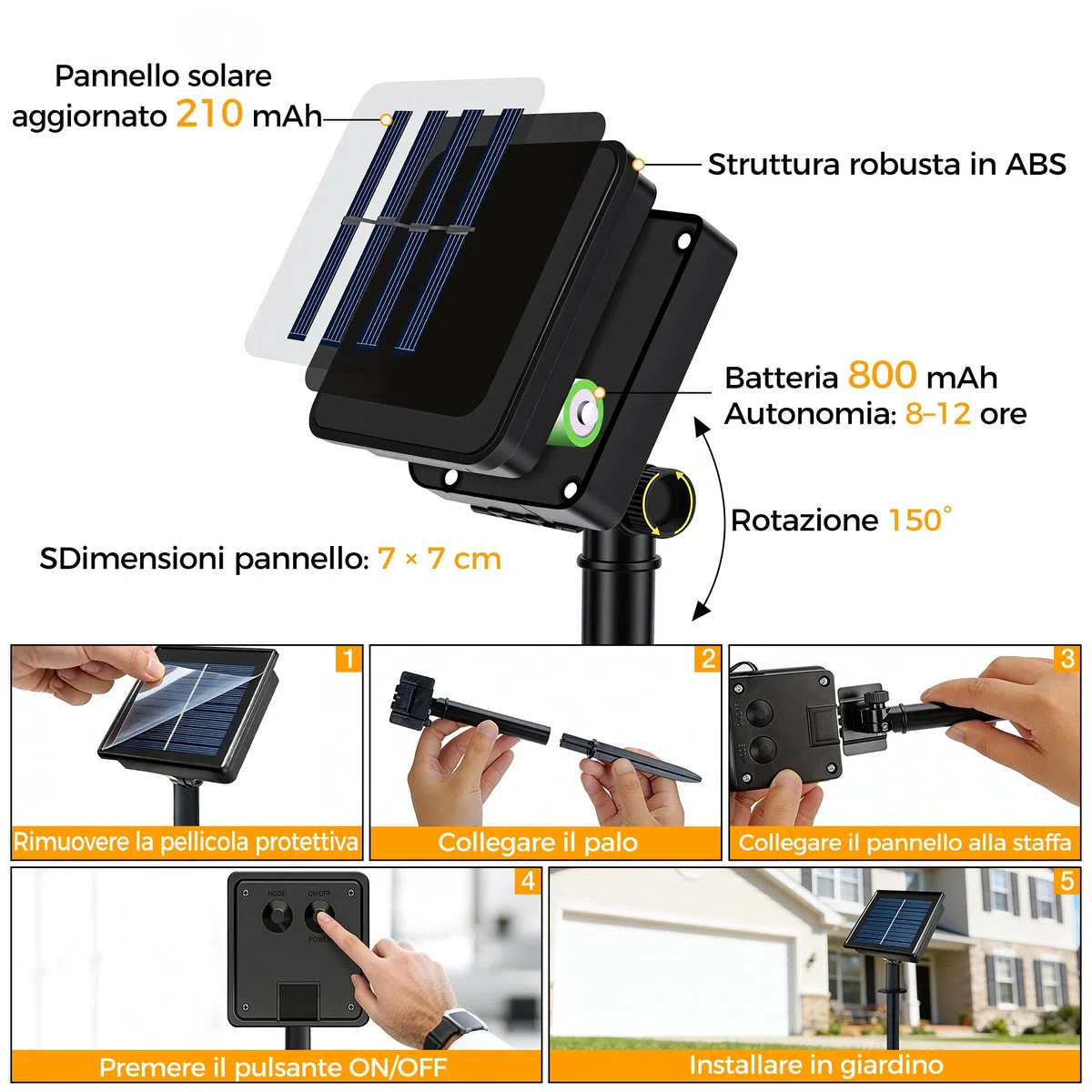 HeiPard Catena Luminosa Esterno Solare 11m 60 LEDs, Luci Solari da Giardino con 8 Modalità e Memoria, IP65 Impermeabile, Lucine da Energia Solare Decorative per Terrazzo Balcone Gazebo Festa