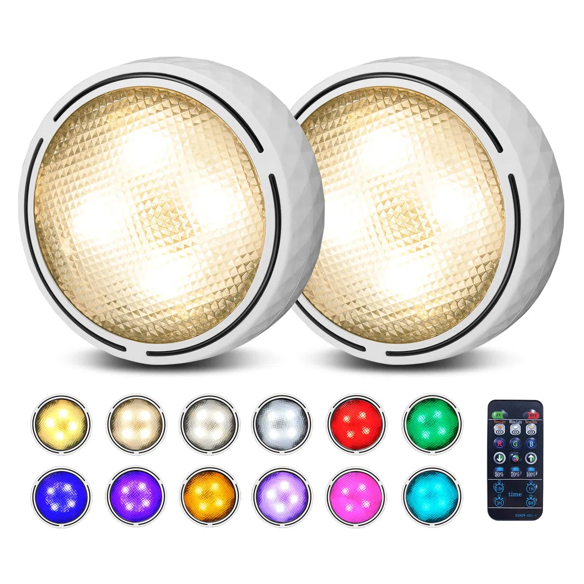 Onumii Luce LED Sottopensile Cucina a Batteria per Armadio, Luce Notturna con Telecomando, Adesive Colorate per Guardaroba Libreria Scaffale, Bianco - Pacco da 2