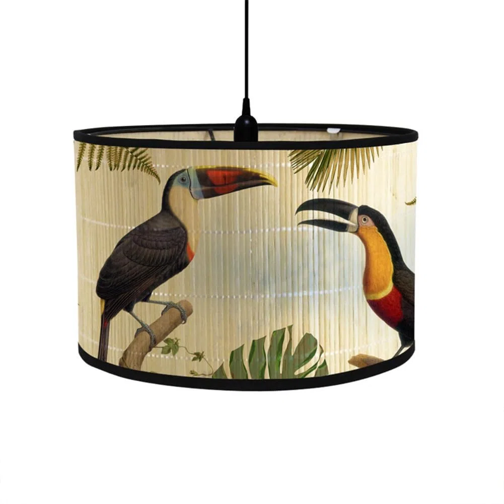 FANSU Paralume rotondo per lampada da tavolo, motivo moderno, facile da montare, per soggiorno, camera da letto, corridoi, sala lettura (uccello beige, 30x20 cm)