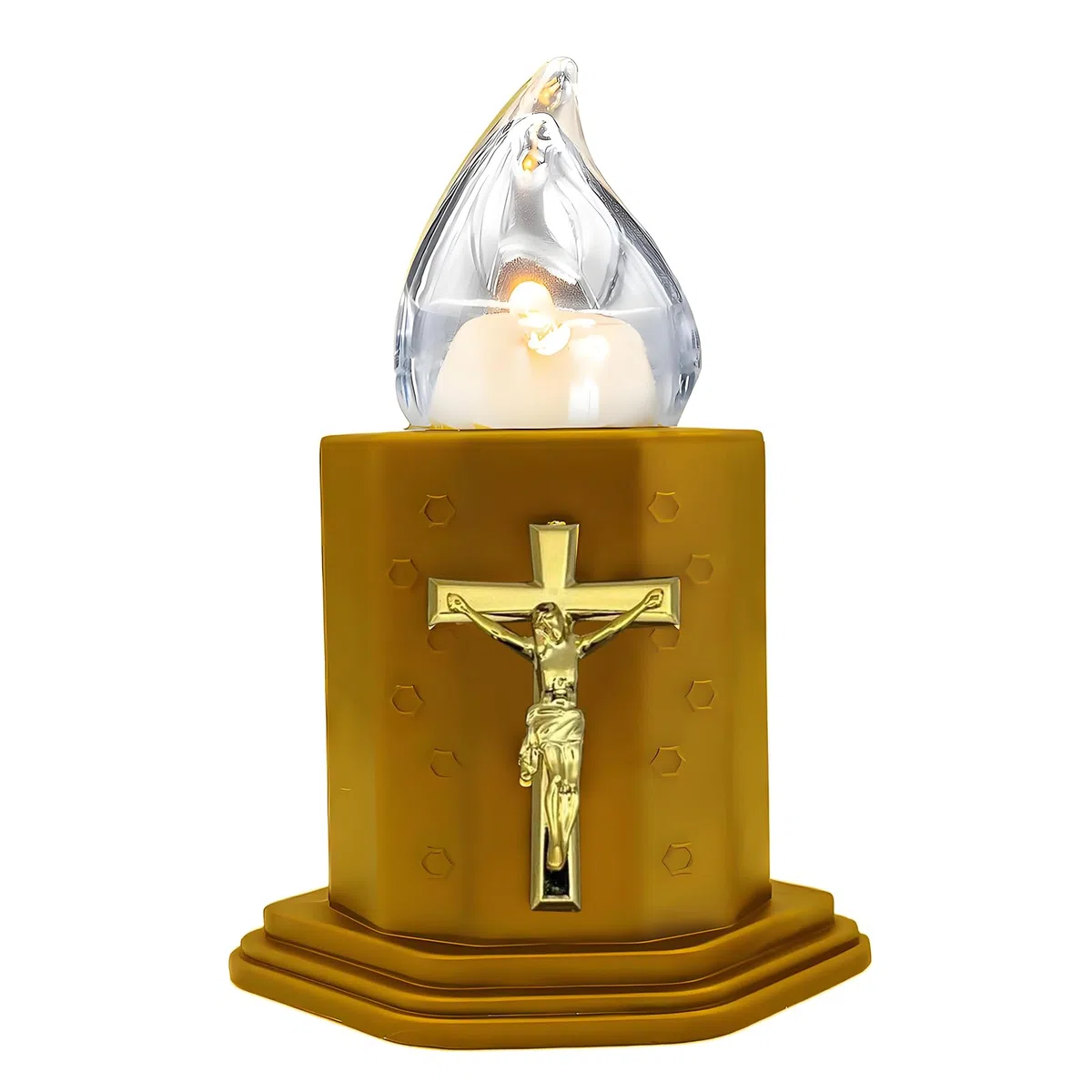 Candele a LED per cimiteri e chiese candele a batteria con effetti fiamma oscillante resiste pioggia sole durata 210 giorni (ORO)