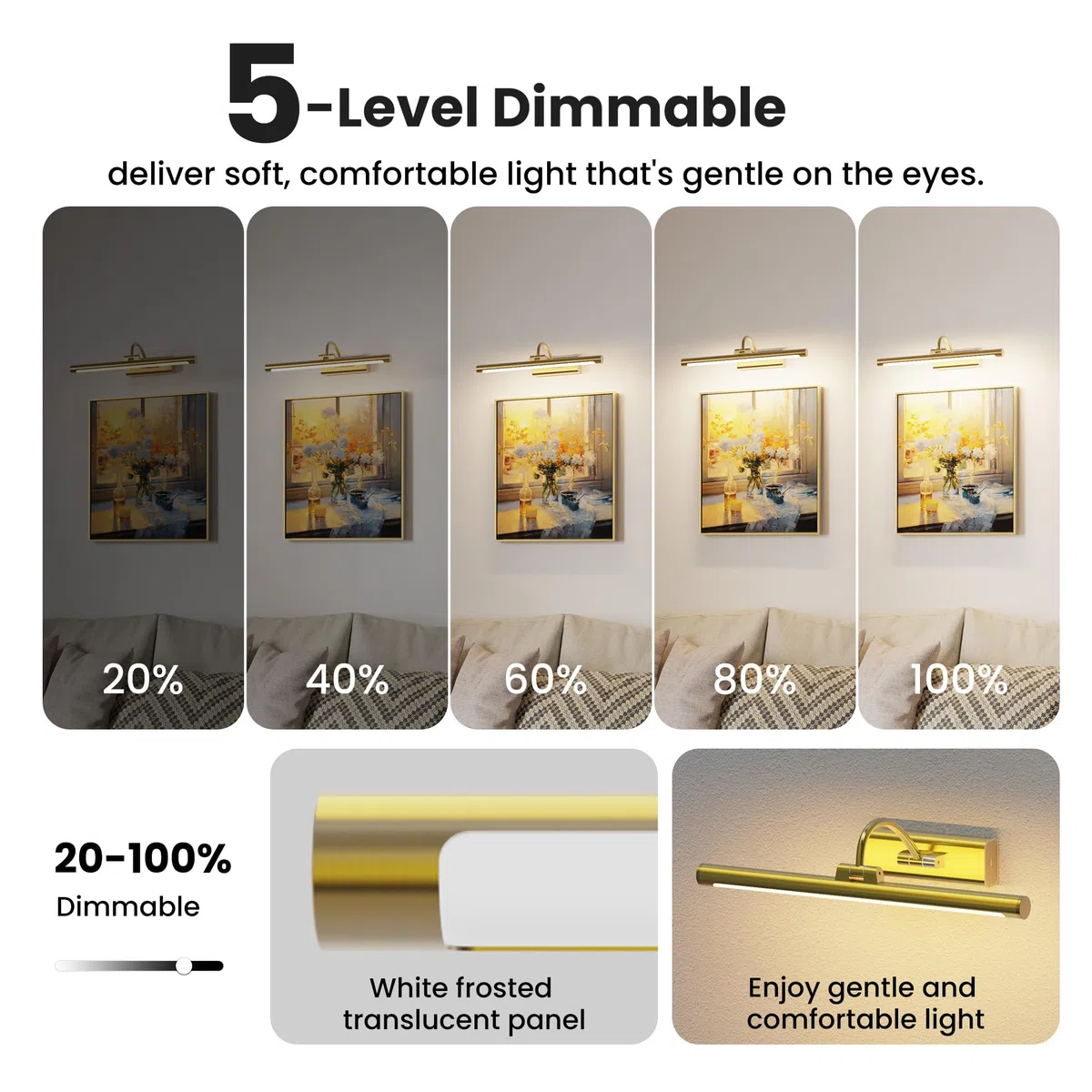 Confezione da 2 luci artistiche in ottone da 40,6 cm, 6000 mAh, ricaricabili a batteria, illuminazione wireless per casa, galleria, ufficio, soggiorno e camera da letto
