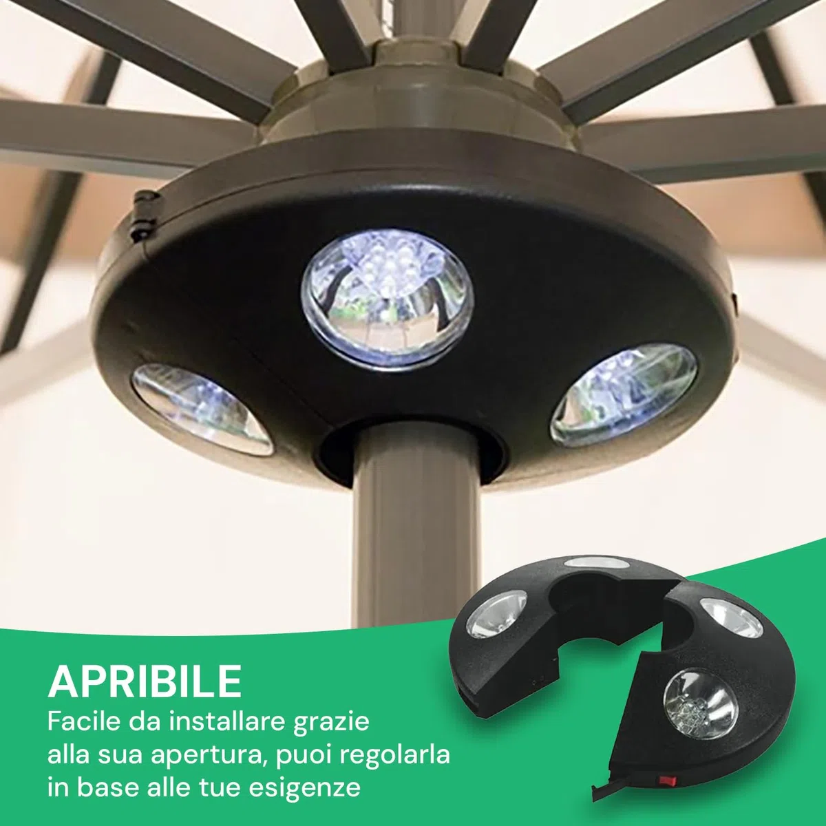 Avilia Lampada a LED per Ombrellone da Giardino - Ideale per Illuminare le tue Serate in Terrazzo o Giardino - Realizzate in Materiali Resistenti e Regolabile in Altezza e Inclinazione
