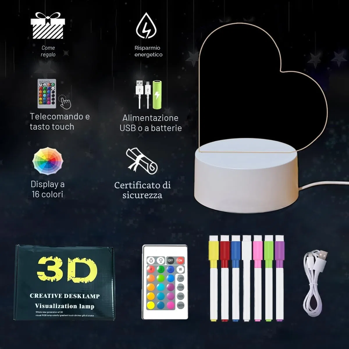 LELYFIT Luce Notturna Fai da Te Personalizzata a 16 Colori con Telecomando, Luce Notturna Cancellabile, Regali Personalizzati per Genitori, Amici e Bambini