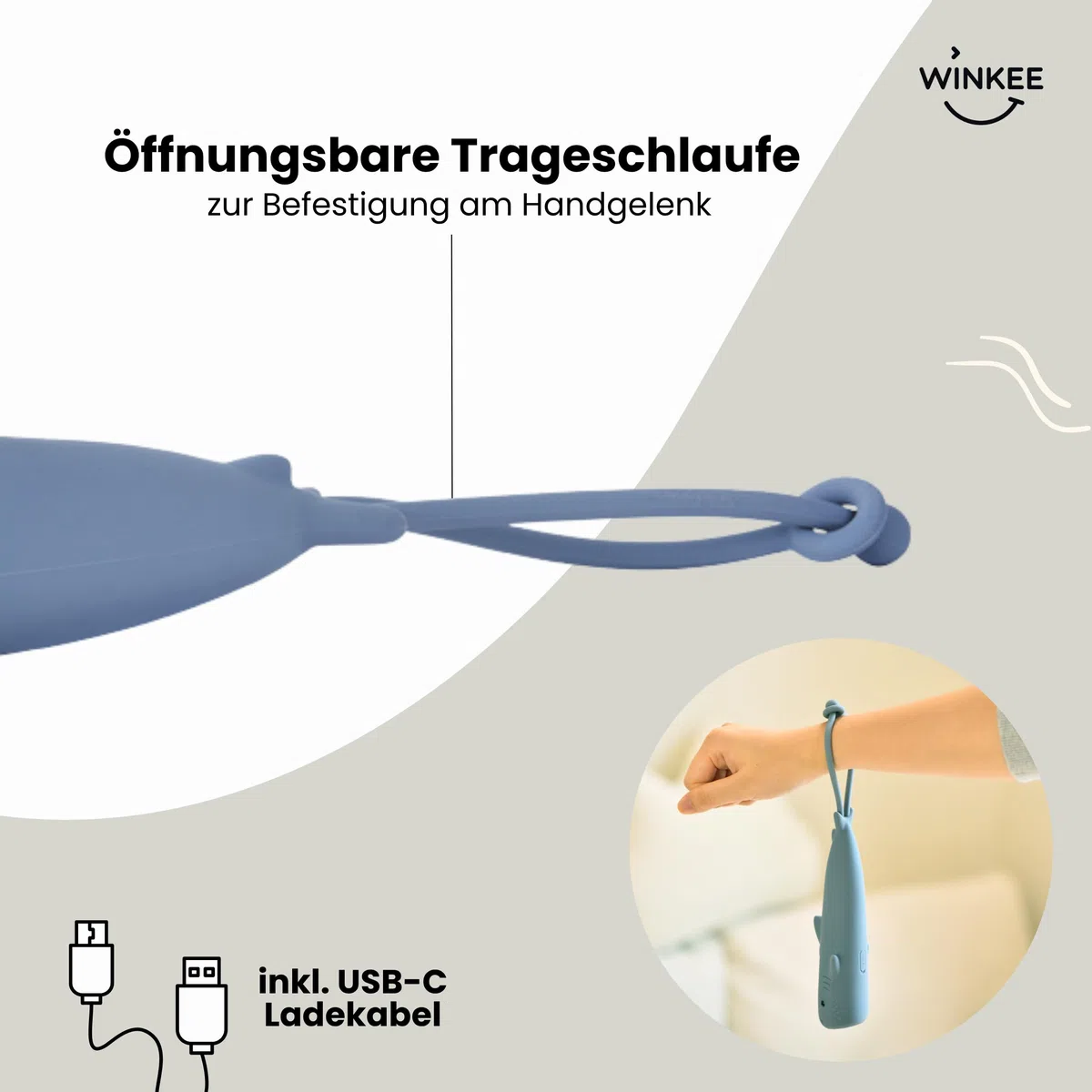 Winkee - Torcia tascabile Hai Hugo I Piccola torcia LED ricaricabile I Con batteria I Circa 12 ore di durata della batteria