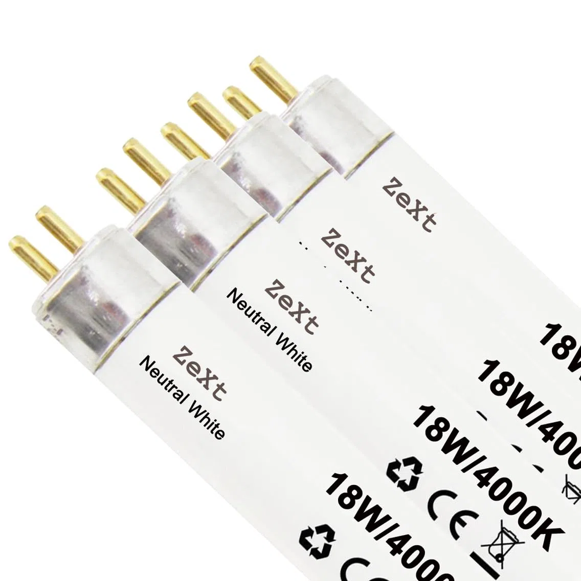 ZeXt 4 lampade fluorescenti a tubo fluorescente, 18 W, 840, 4000 K, neutro, 60 cm, T8