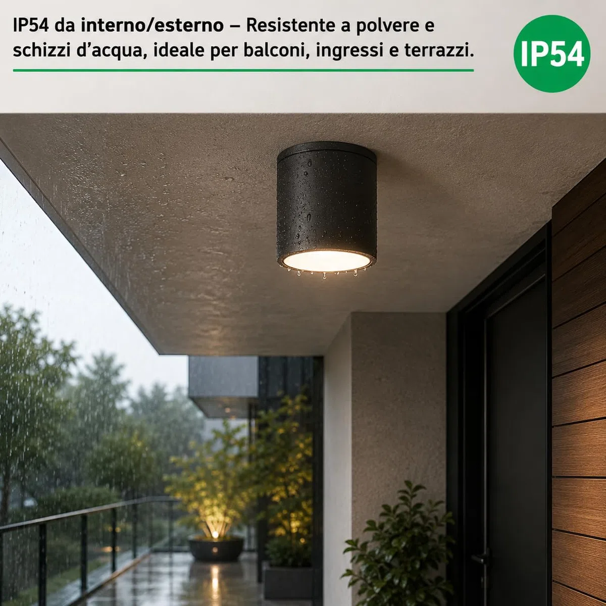 Dopa Dopastore Faretto da Soffitto con Attacco GU10 Cilindro Spot dal Design Moderno in Alluminio Portalampada IP54 Per Esterni Interni (Nero)