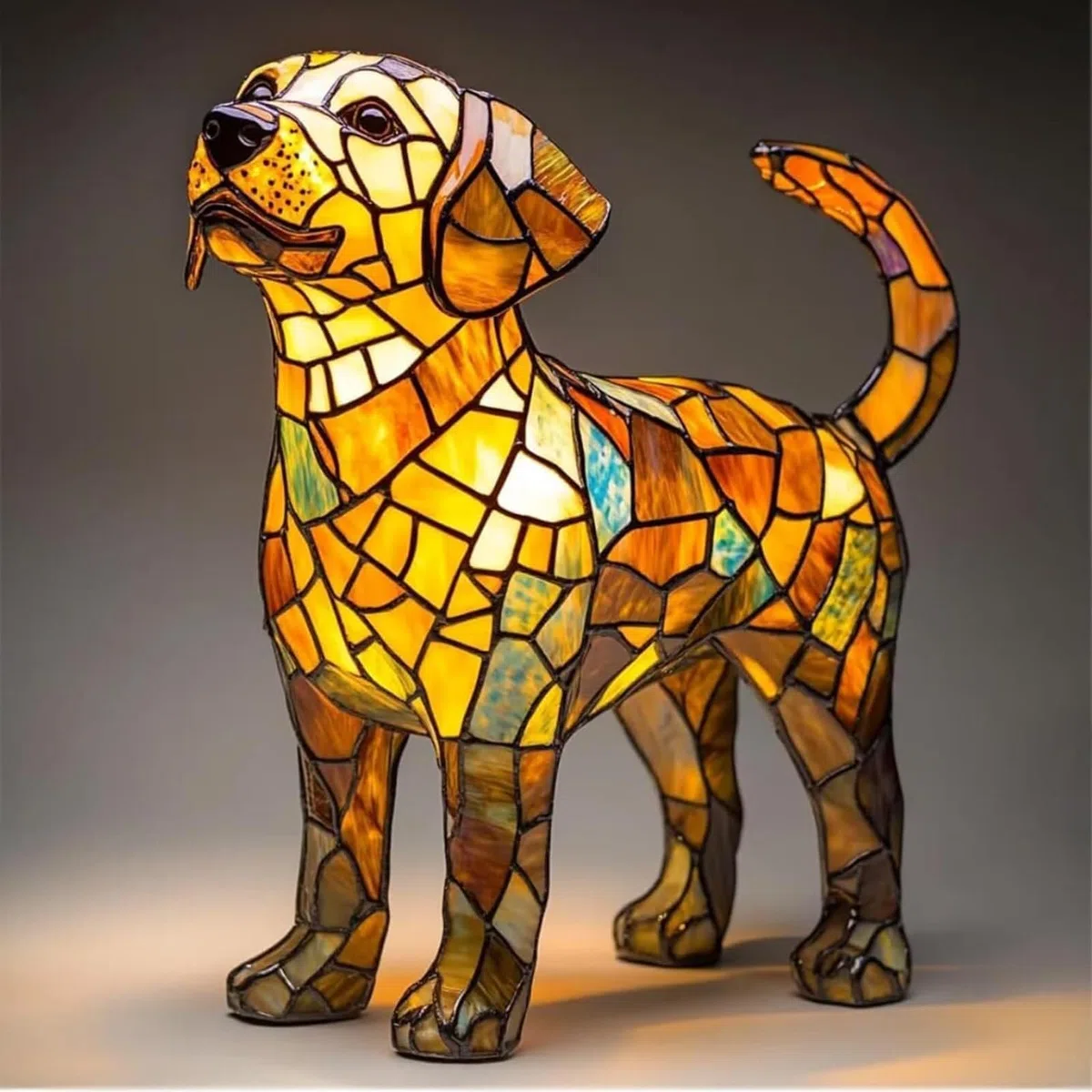 Lampada a forma di bassotto Luce notturna in resina realizzata a mano con luce calda, decorazione da scrivania e comodino a tema animale per gli amanti dei cani, illuminazione artistica a tema canino(