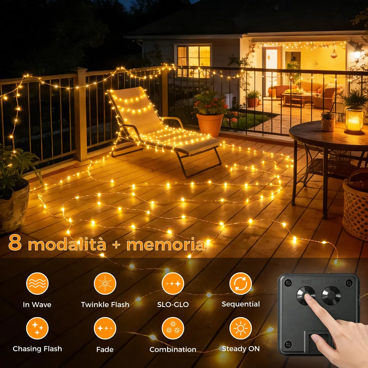 HeiPard Catena Luminosa Esterno Solare 2 Pezzi, 2 x 10M 100 LED Luci Solari da Giardino Impermeabili IP65, Lucine da Esterno Per Balcone, Terrazzo, Gazebo, Natale, Matrimonio (Luce Calda)