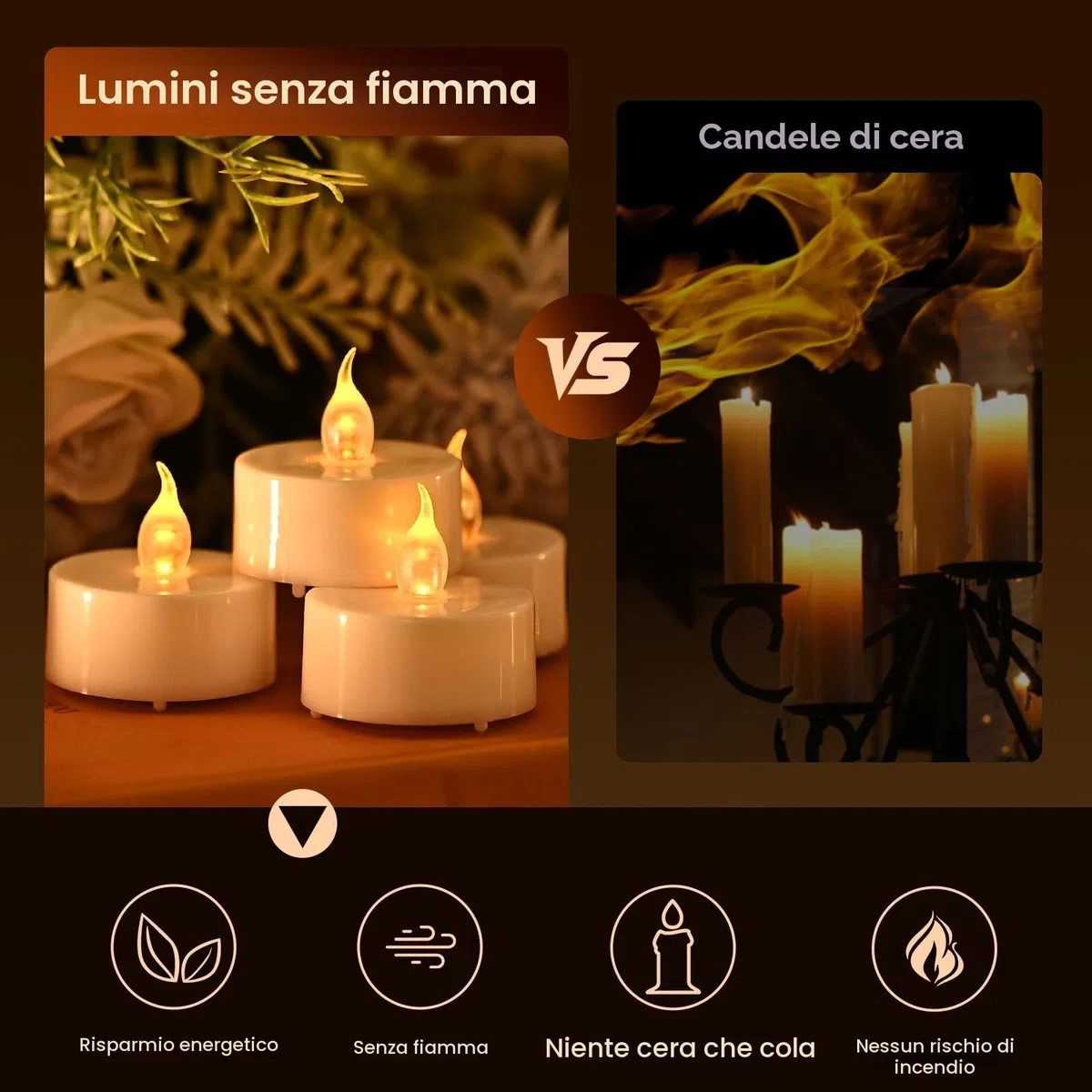 cimetech 12 lumini a LED con timer, telecomando senza fiamma, candele a LED elettriche, alimentate a batteria, per casa, stanza, tavolo, Halloween, decorazioni natalizie