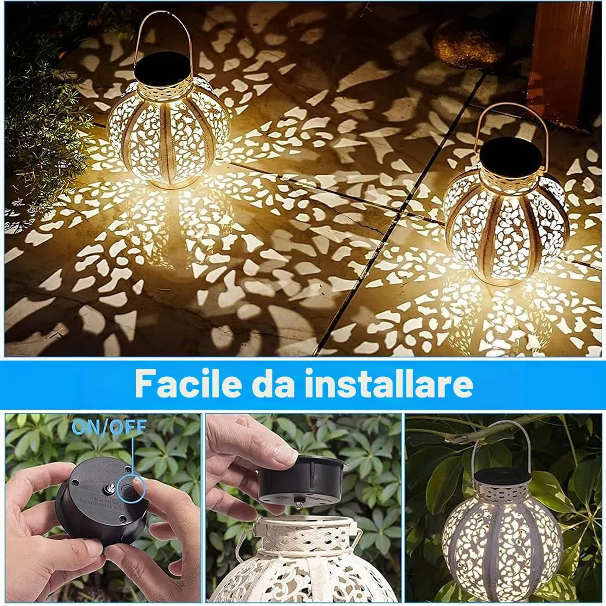 6 Pezzi Lampada Solare di Ricambio, Scatola Batteria Solare, Adatto Lampade a Sospensione Esterni, Giardino, Decorazione Cortile (luce bianca calda)