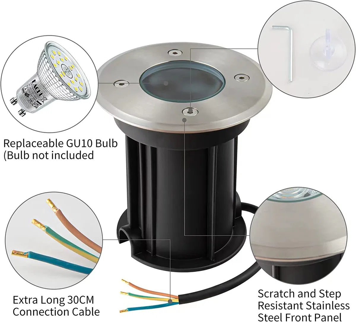 Teramo led Faretto Calpestabile GU10 IP65 Impermeabile Rotondo Cromato