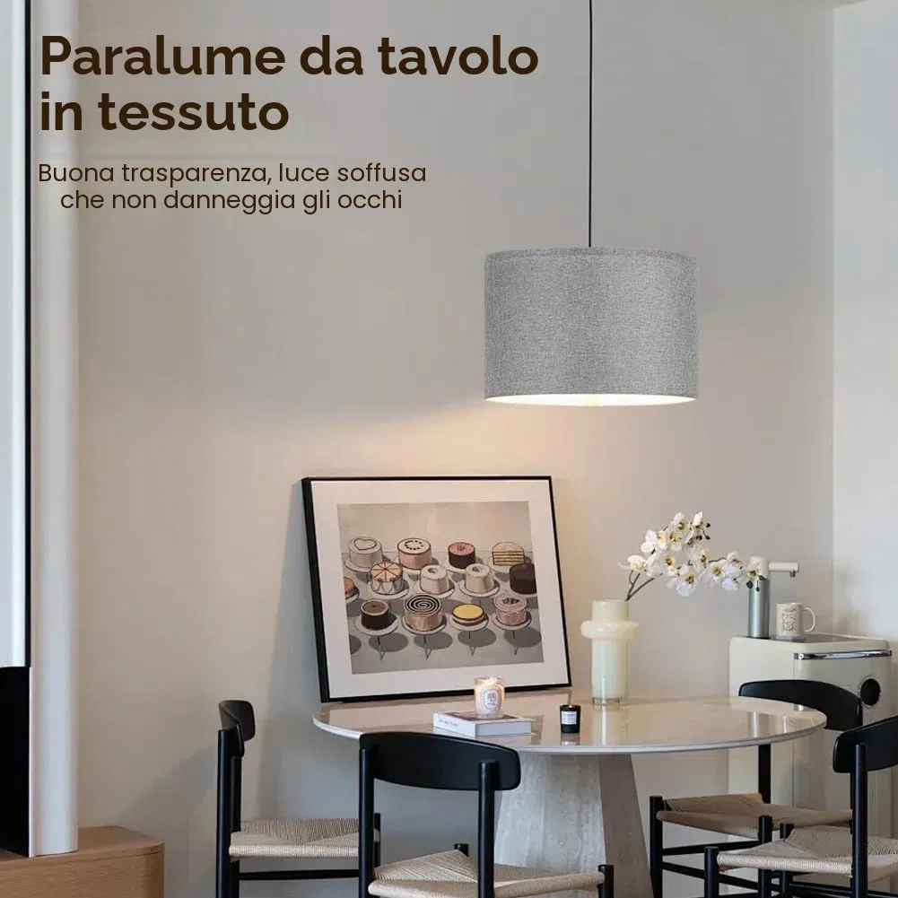 Paralume in Tessuto,12" Paralumi Medio a Tamburo in lino naturale con, Paralume Lampada da Tavolo, Terra, lampadario