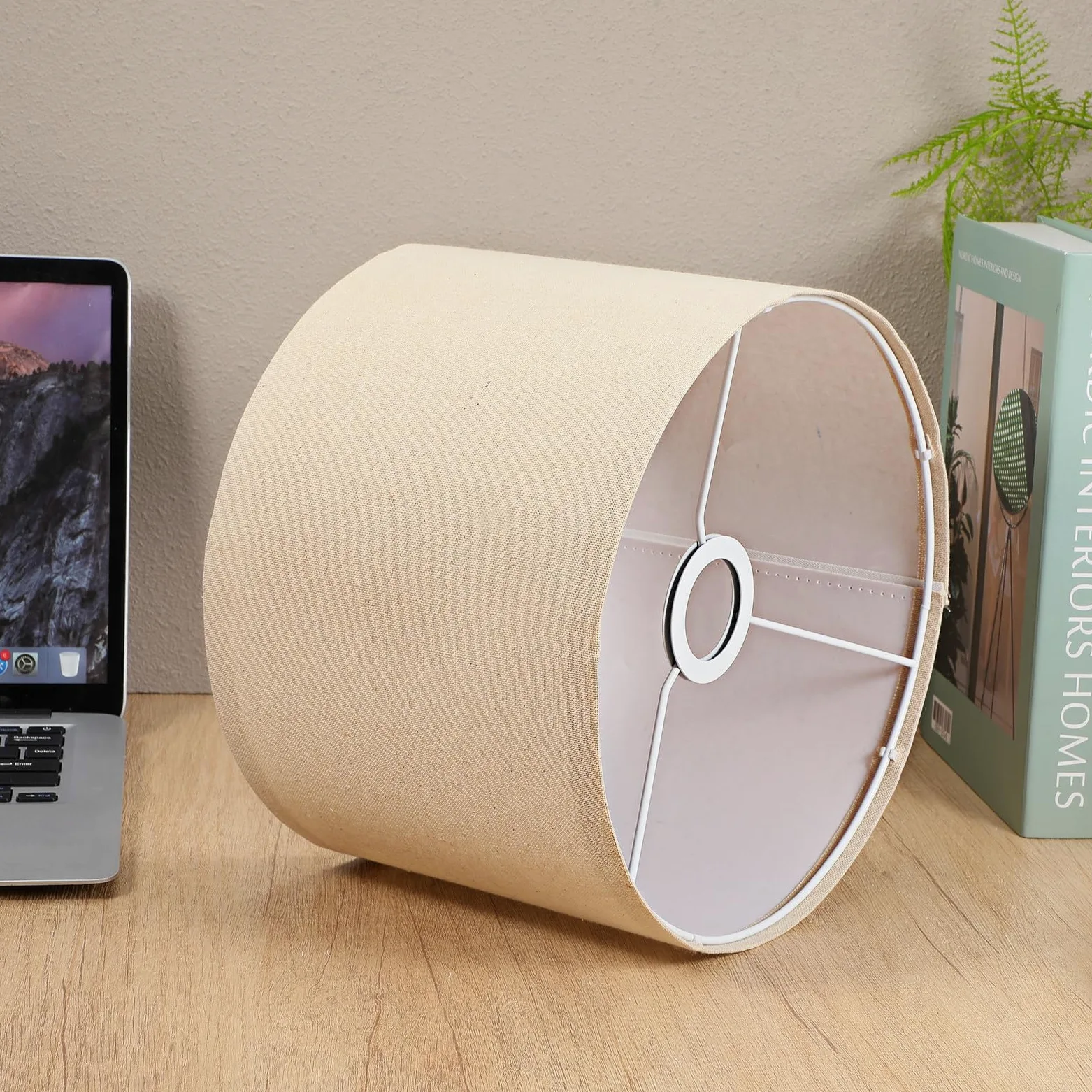 Paralumi in Lino Beige per Lampada da Terra da Tavolo Paralume Staccabile E27, Design Naturale e Funzionale per Studio e Ufficio