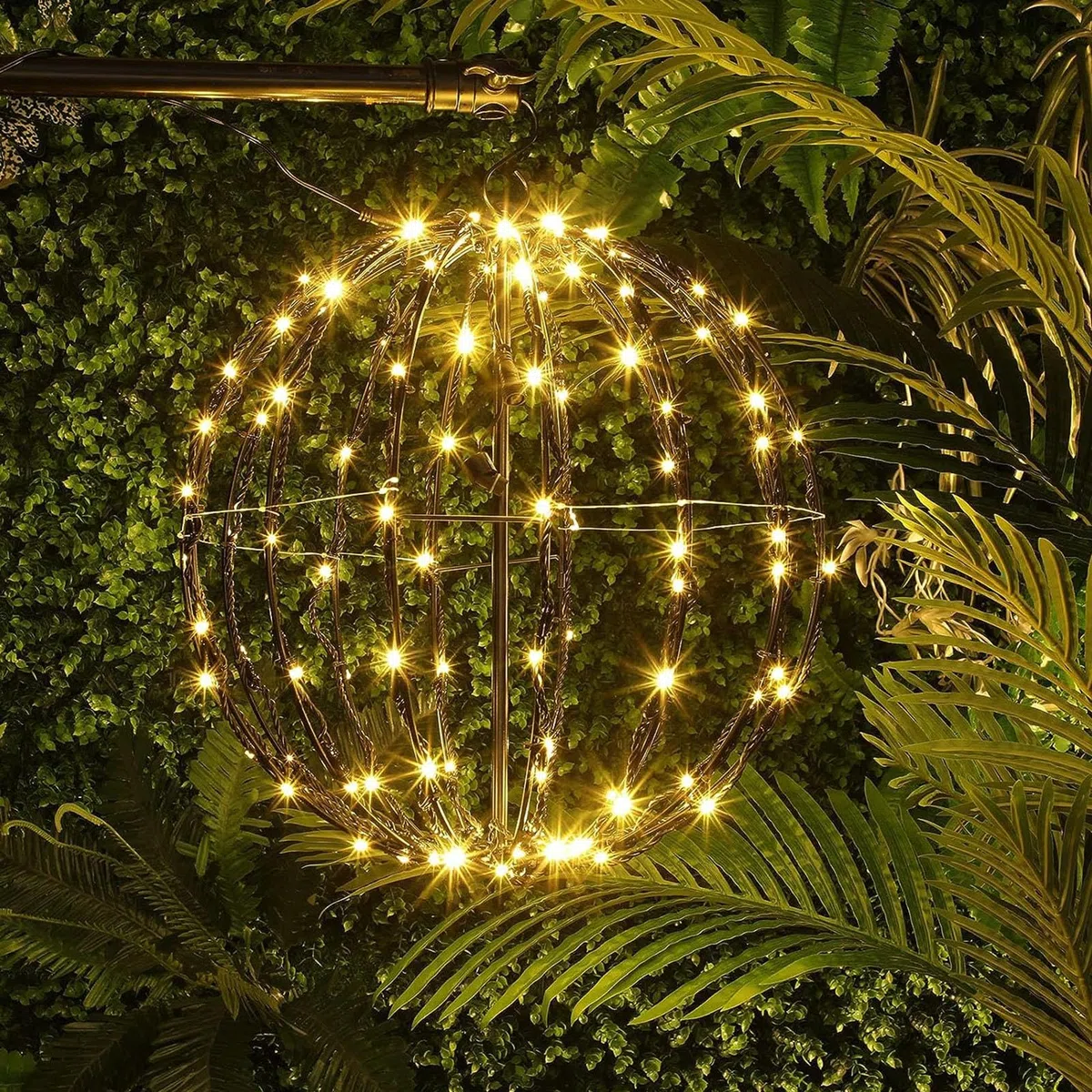 Zibeem Luci A Sfer a Di Natale, Illumina La Sfer a Di Natale Sospesa, Palla Luminosa A LED Sospesa Ornamento Pieghevole In Metallo Con Luci, Lucine Per Il Balcone Della Stanza Interna