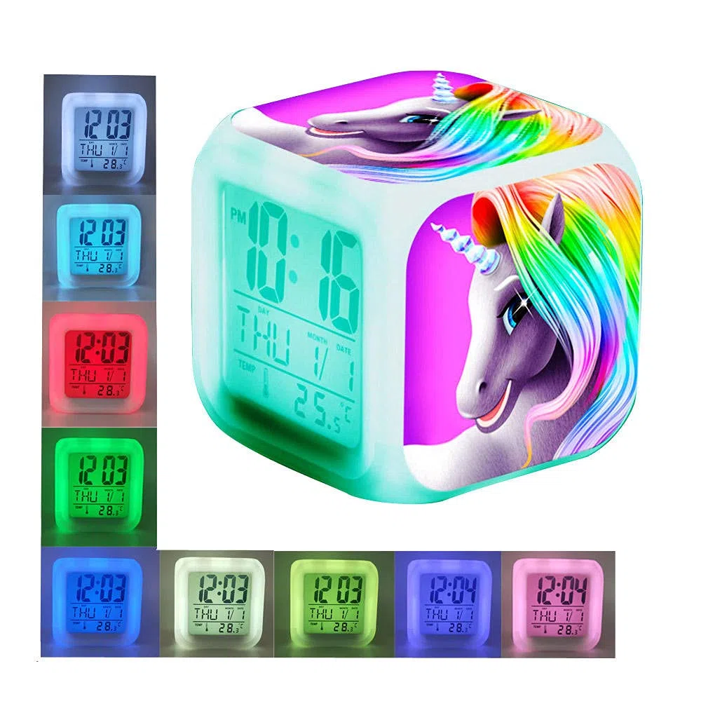 Sveglia Digitale Da Comodino Per Bambini - Sveglia Con Luce Notturna - Led 7 Colore Sveglia Leone Animale Wake Up Light Alarm Clocks Regalo Di Compleanno Per Ragazzi E Ragazze(A248)
