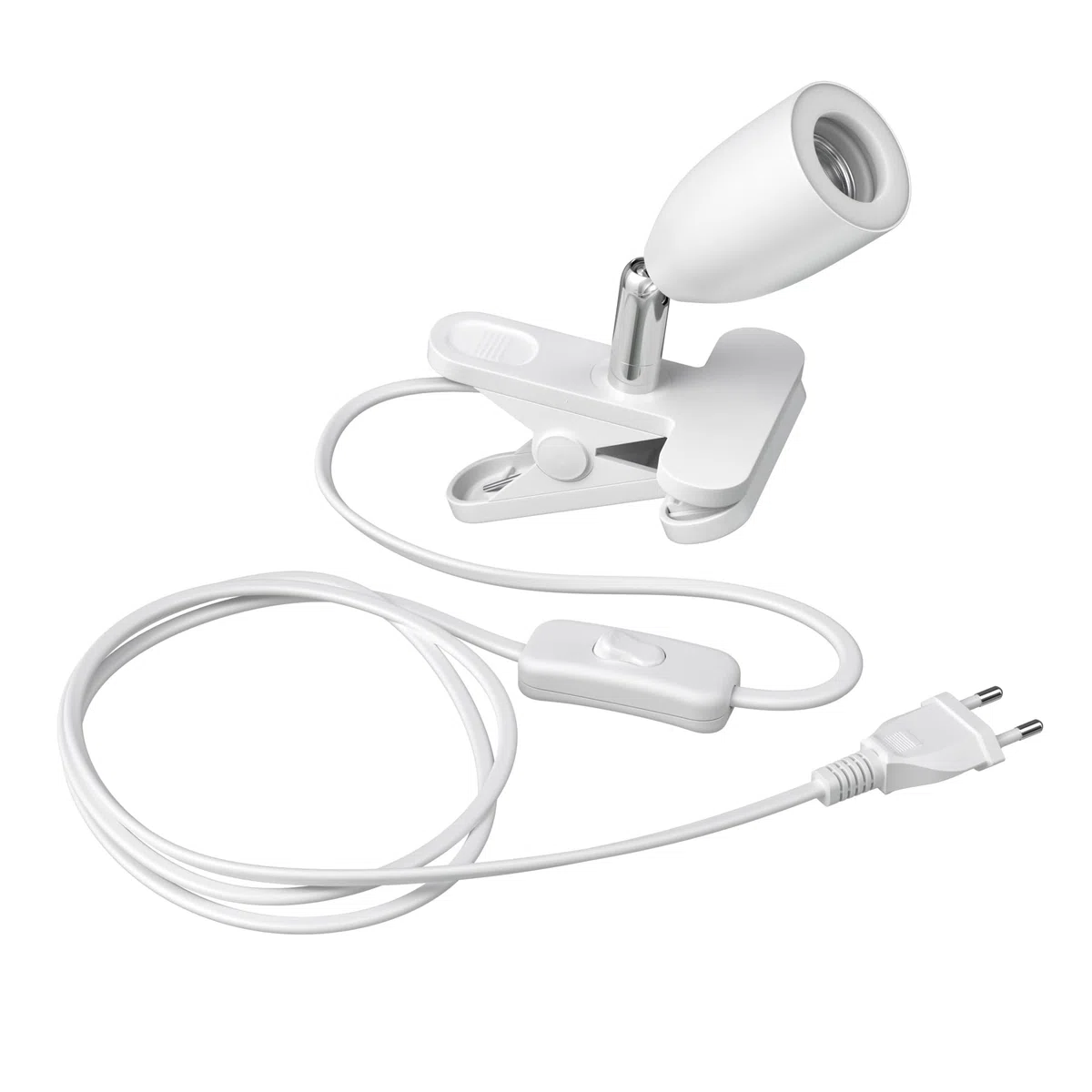 ledscom.de Lampada a morsetto LIK, bianco opaco, 1x E27 max. 60W