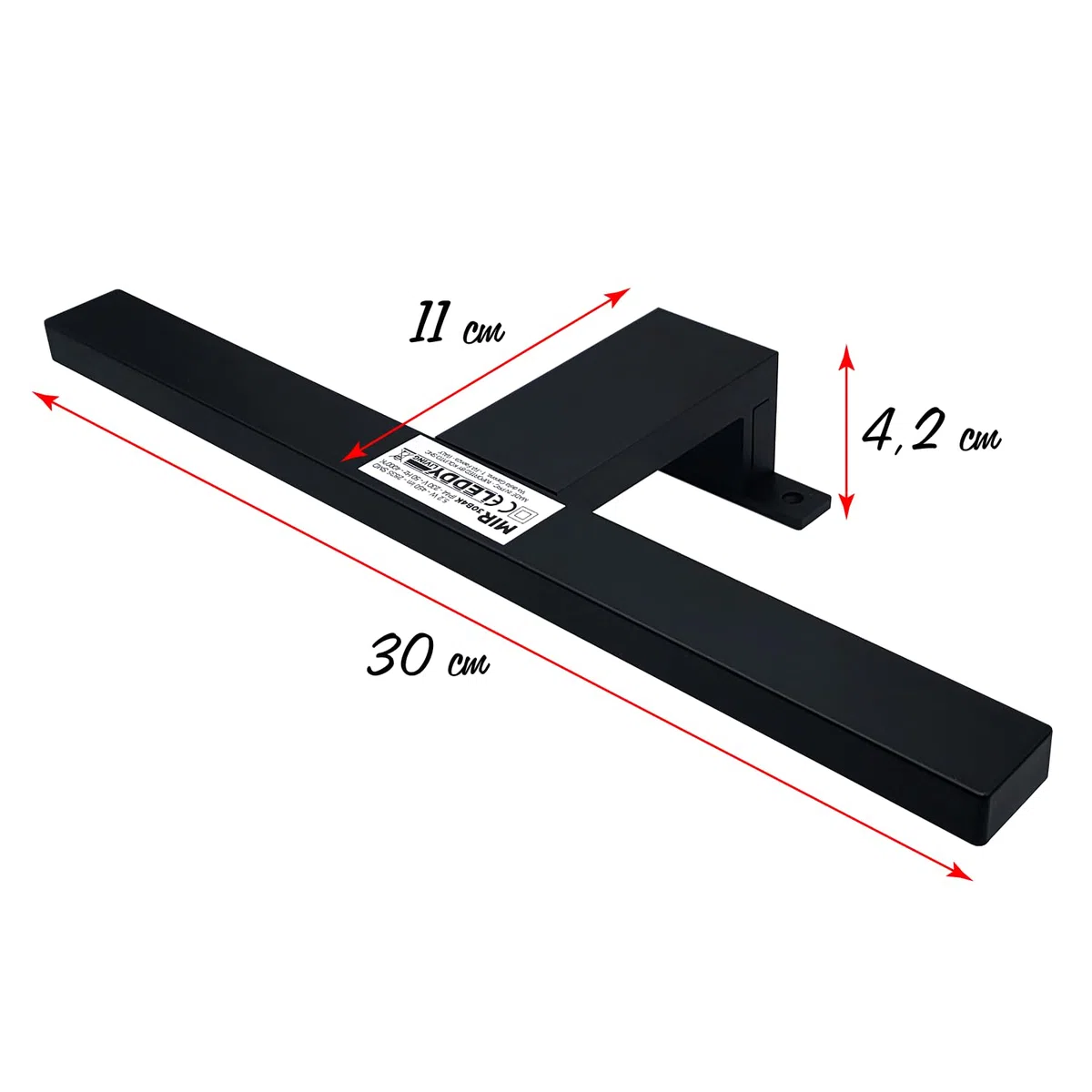 Lampada LED da Specchio Bagno | Applique per Trucco | IP44 Resistente all'Acqua | Luce Fredda 6000K, Nero, 30 cm, ABS