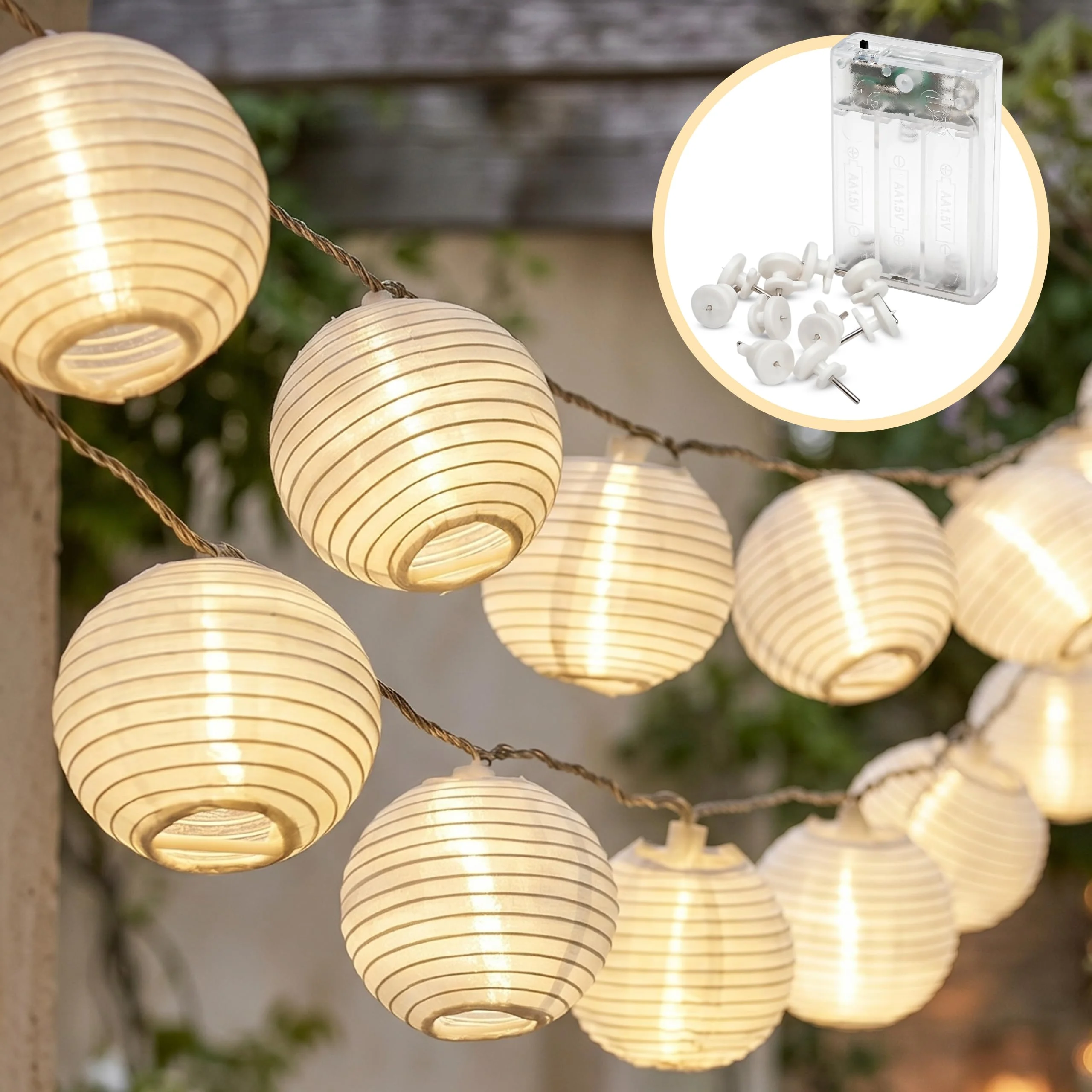 CozyHome Luci led a batteria lanterne - 7 metri & 20 lanterne LED bianco caldo I Con timer I Lucine led decorative a batteria Filo led esterno Fairy lights Lucette a pile Luci di natale decorative