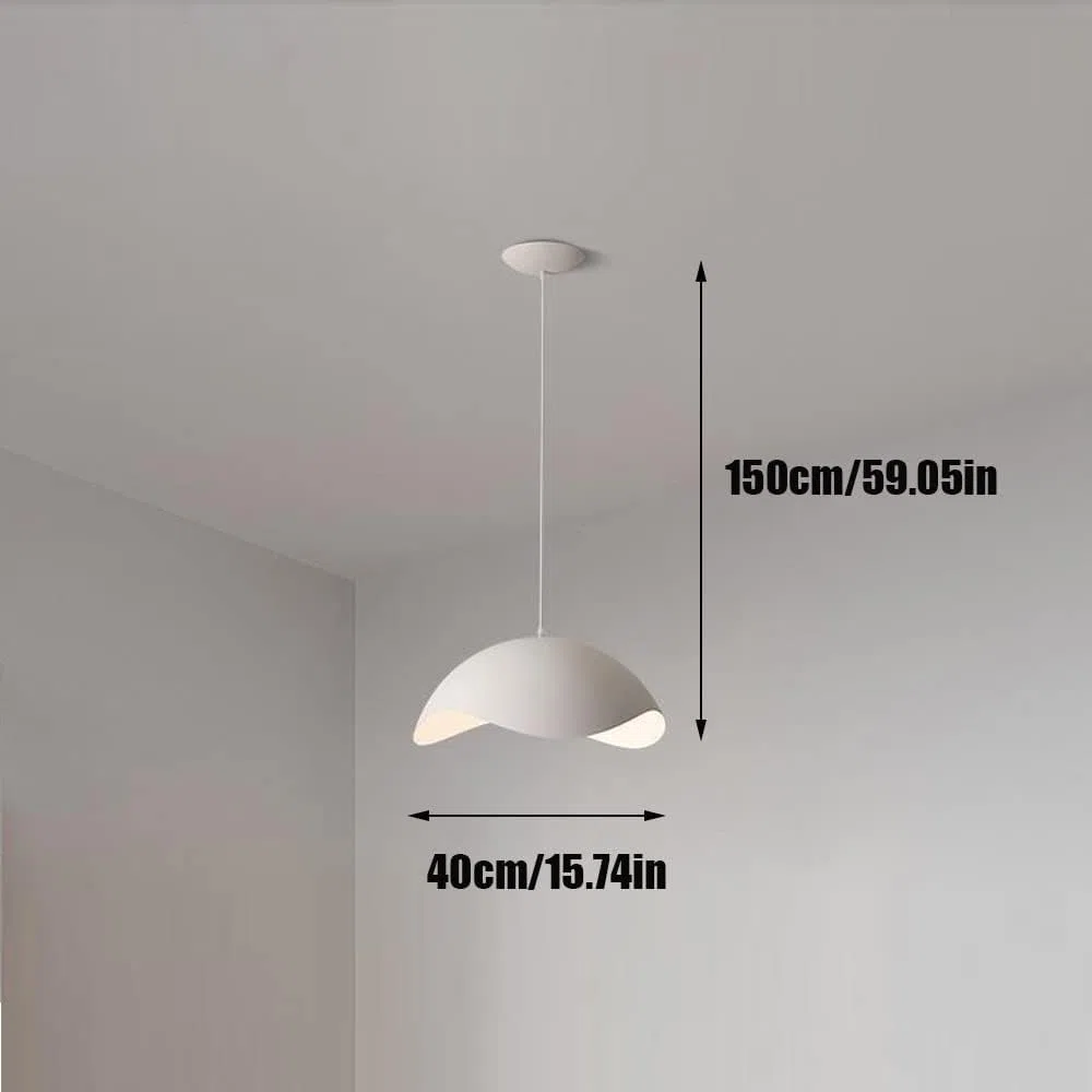 Lampadario a Sospensione Moderno E27 in Metallo Bianco, Design Curvo Elegante per Soggiorno Cucina Camera, Attacco E27 1x60W, Lampadina non Inclusa – A23-B