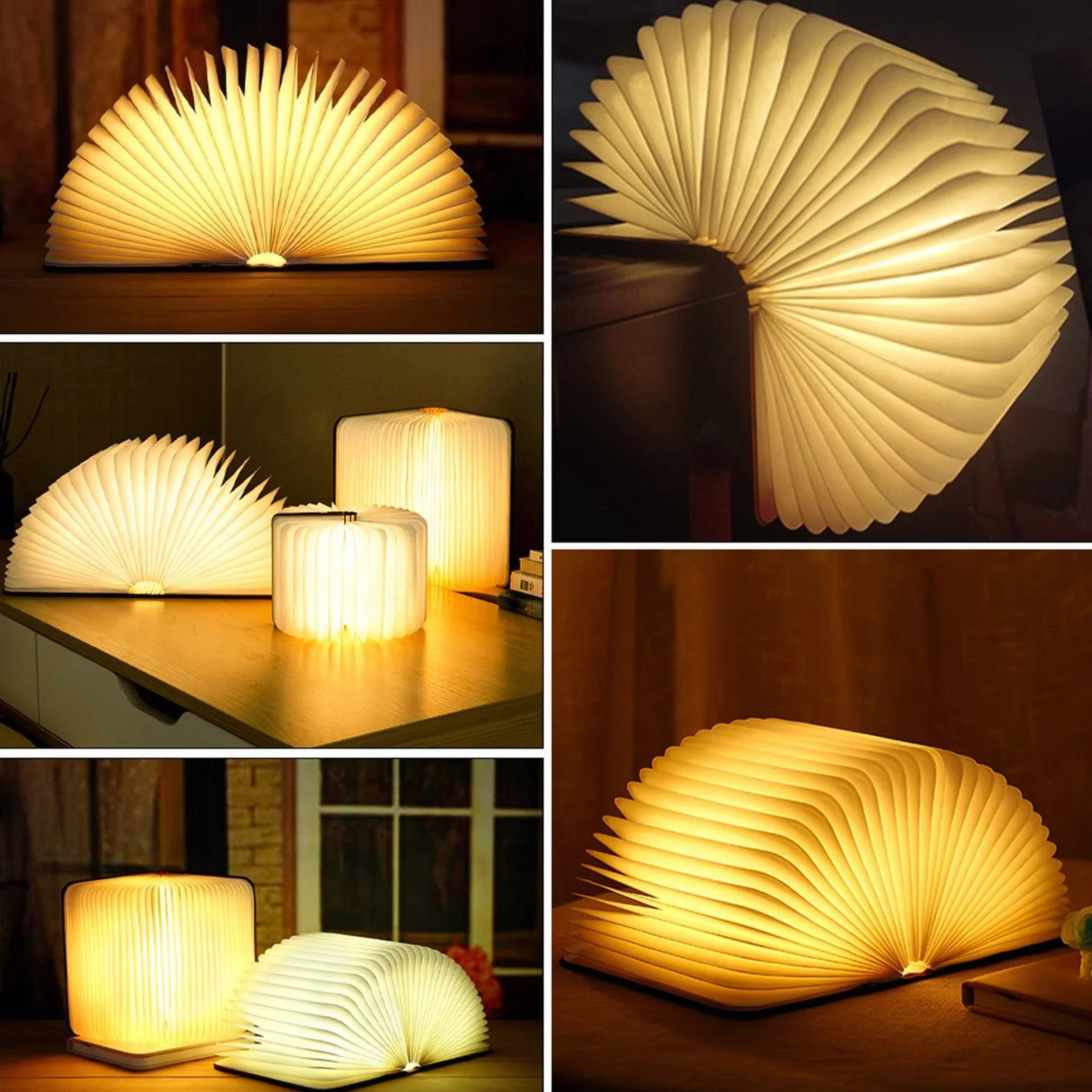 Lampada a LED, pieghevole, lampada da libro, luce illuminazione d'atmosfera, ricaricabile tramite USB, bianca calda, notturna, comodino per bambini, fidanzata, regalo la casa