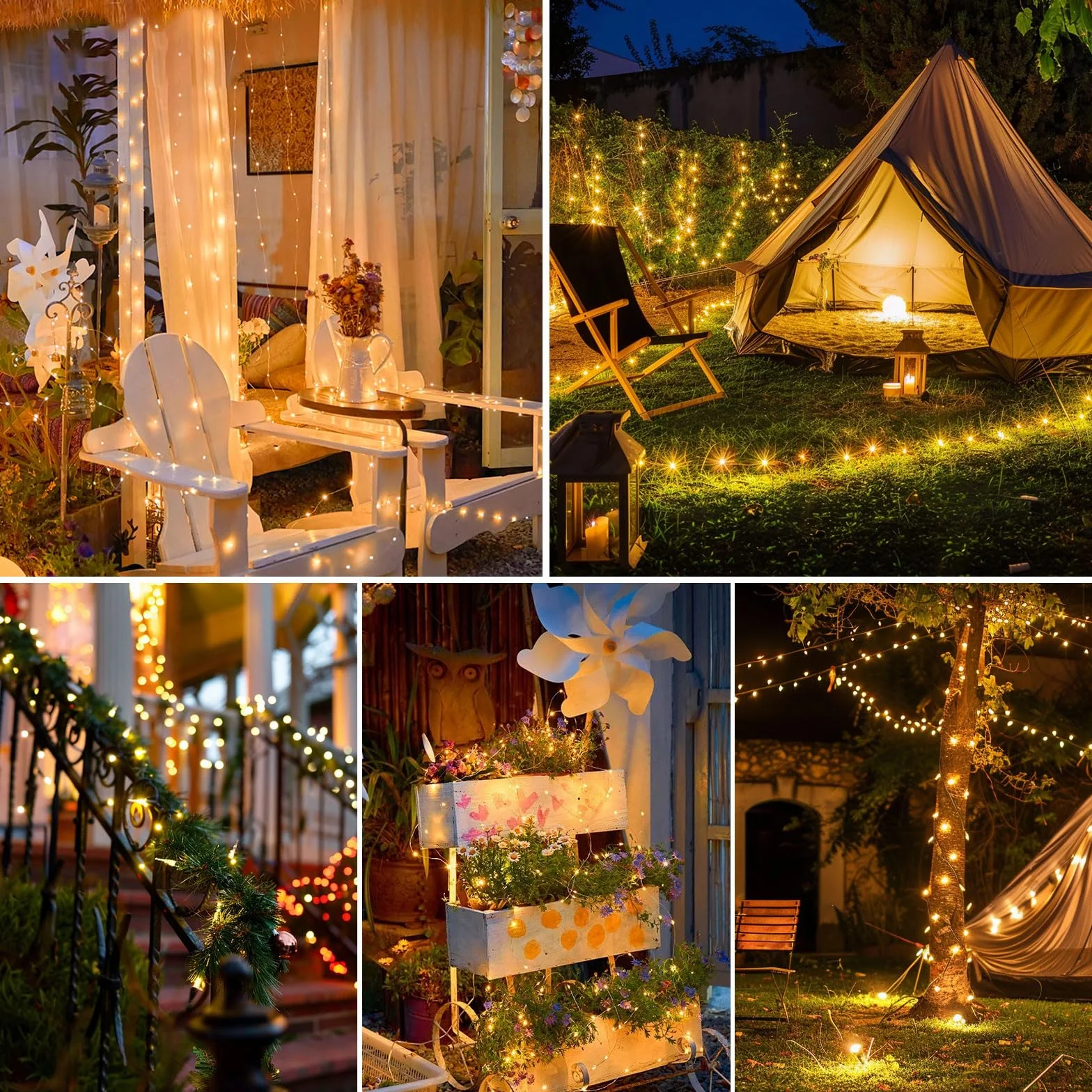 Luci Solari Esterno【3 Pacchi】12+2M 120LED Luci Solari da Giardino IP65 Impermeabili Bianco Caldo 8 Modalità, Catena Luc Solar Esterno Decorative Giardino Albero Patio Terrazze Festival Matrimoni
