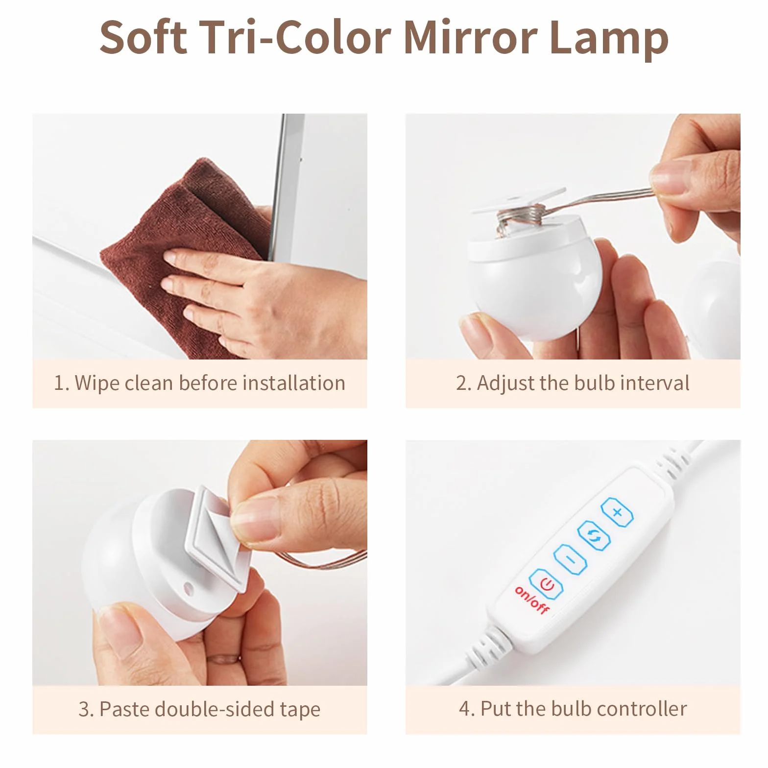 Jinlaili Luci da Specchio, 10 Lampadine Dimmerabili, Luci da Specchio a LED in Stile Hollywoodiano, Lampade da Toeletta, Lampada da Trucco a LED con 3 Colore, Luci per Trucco per Specchio Cosmetico
